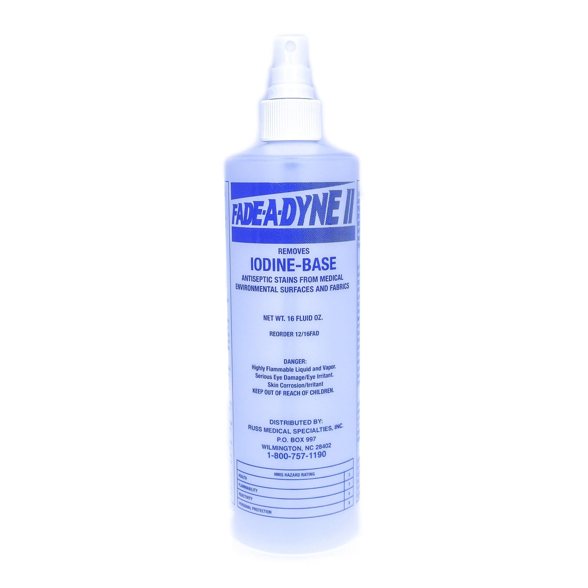 Fade A Dyne II Iodine Stain Remover Alcohol Based Pump Spray Liquid 16 oz. Bottle Alcohol Scent NonSterile