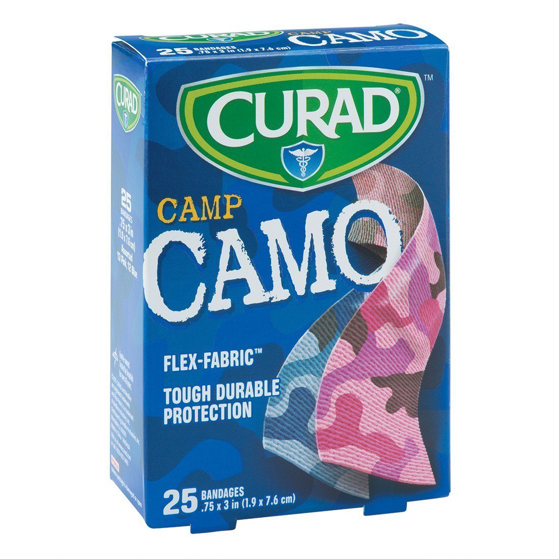 Adhesive Strip Curad 3/4 X 3 Inch Fabric Rectangle Kid Design (Blue / Pink Camo) Sterile