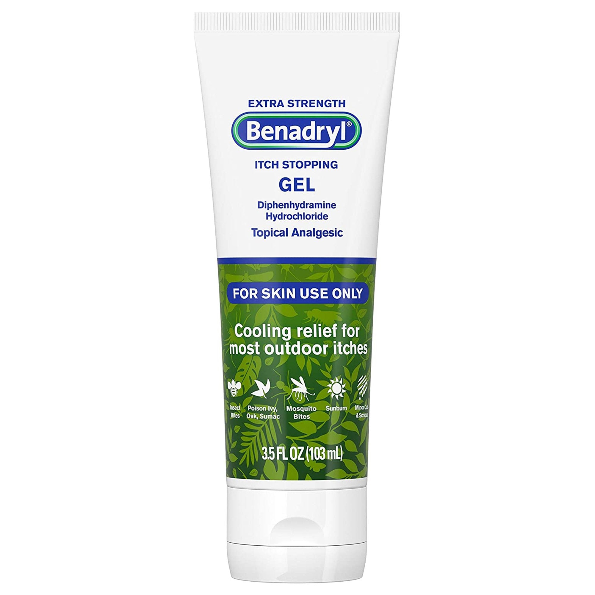 Itch Relief Benadryl 2% Strength Gel 3.5 oz. Tube