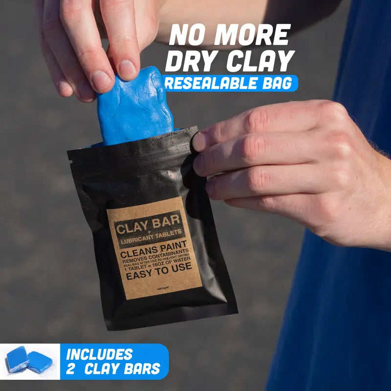 Clay Bar Care Kit   2 Car Detailing Clay Bars, 6 Clay Spray Tablets (1Pcs=16 Oz), Automotive Microfiber Car Drying Towel for Scratch Free Finishing | Paint Renewal, Contaminant Cleansing