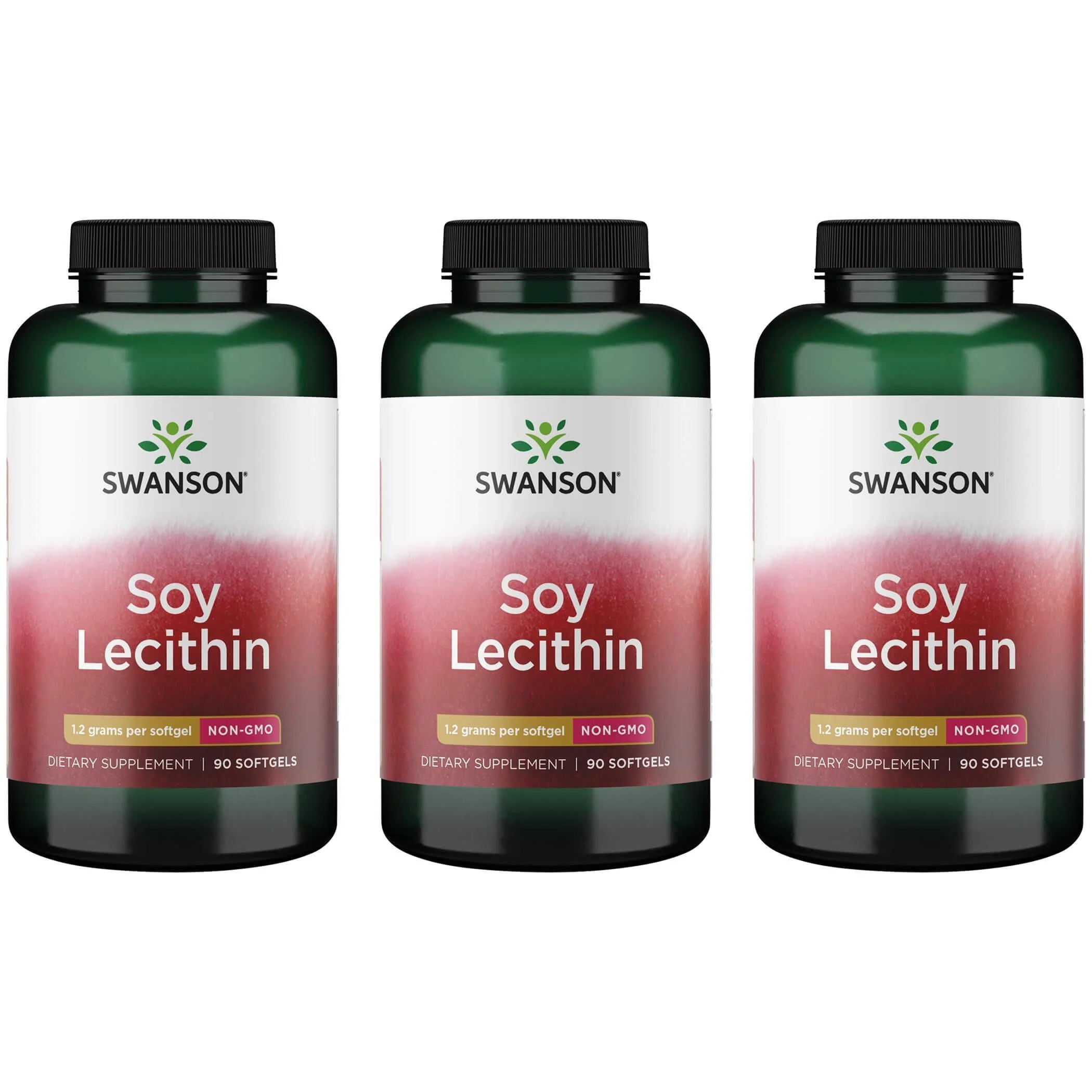 Swanson Soy Lecithin Non-Gmo 1.2 G 90 Sgels 3 Pack