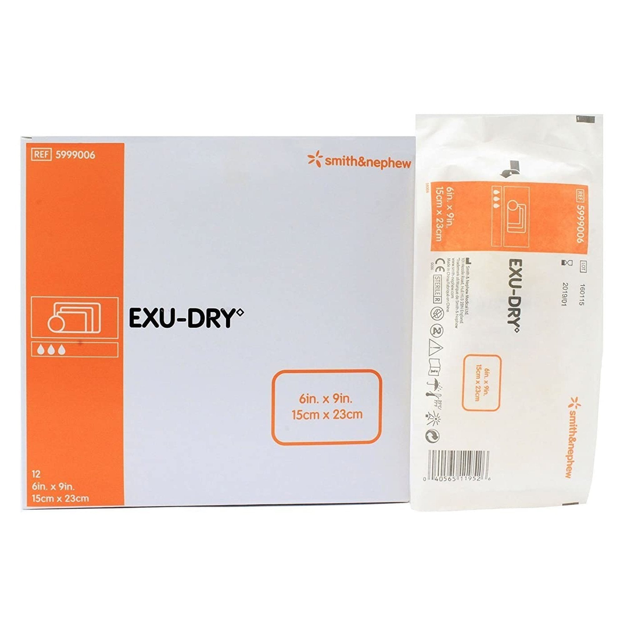 Super Absorbent Dressing EXU-DRY Anti-Shear 6 X 9 Inch Rectangle, Packaging Type- Box