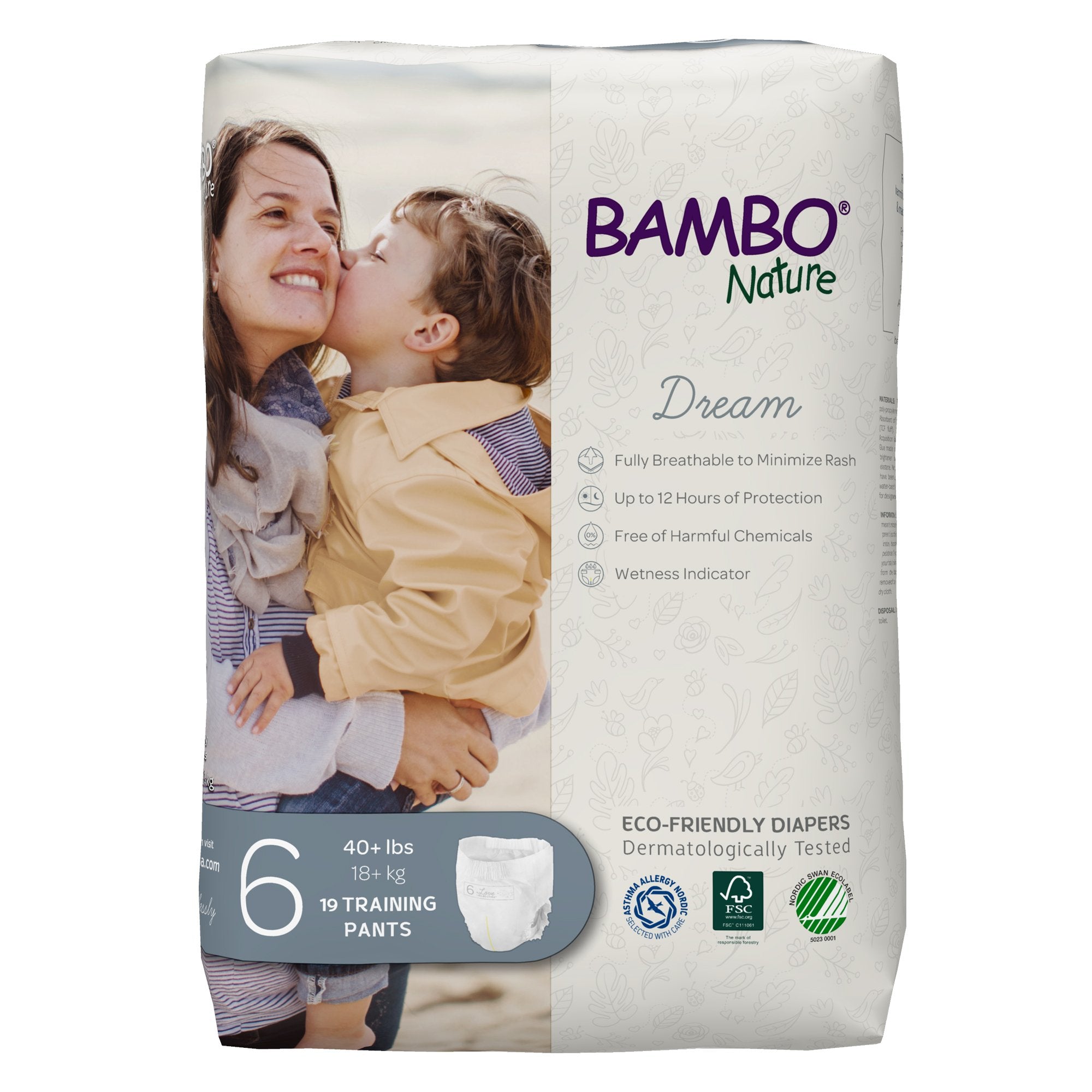 Unisex Toddler Training Pants Bambo Nature Dream Pull On with Tear Away Seams Size 6 Disposable Heavy Absorbency, Packaging Type- Case