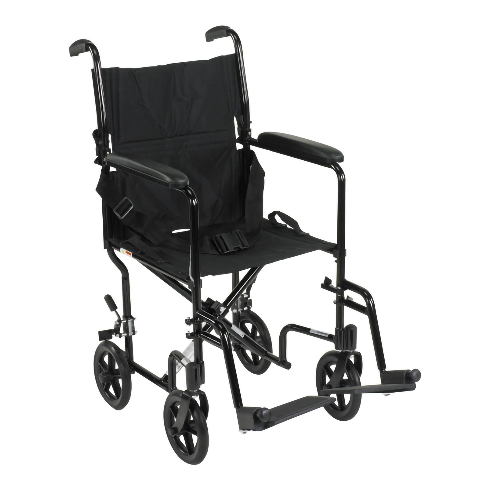 Transport Chair McKesson 19 Inch Seat Width Full Length Arm Swing-Away Footrest Aluminum Frame with Black Finish, Packaging Type- Each