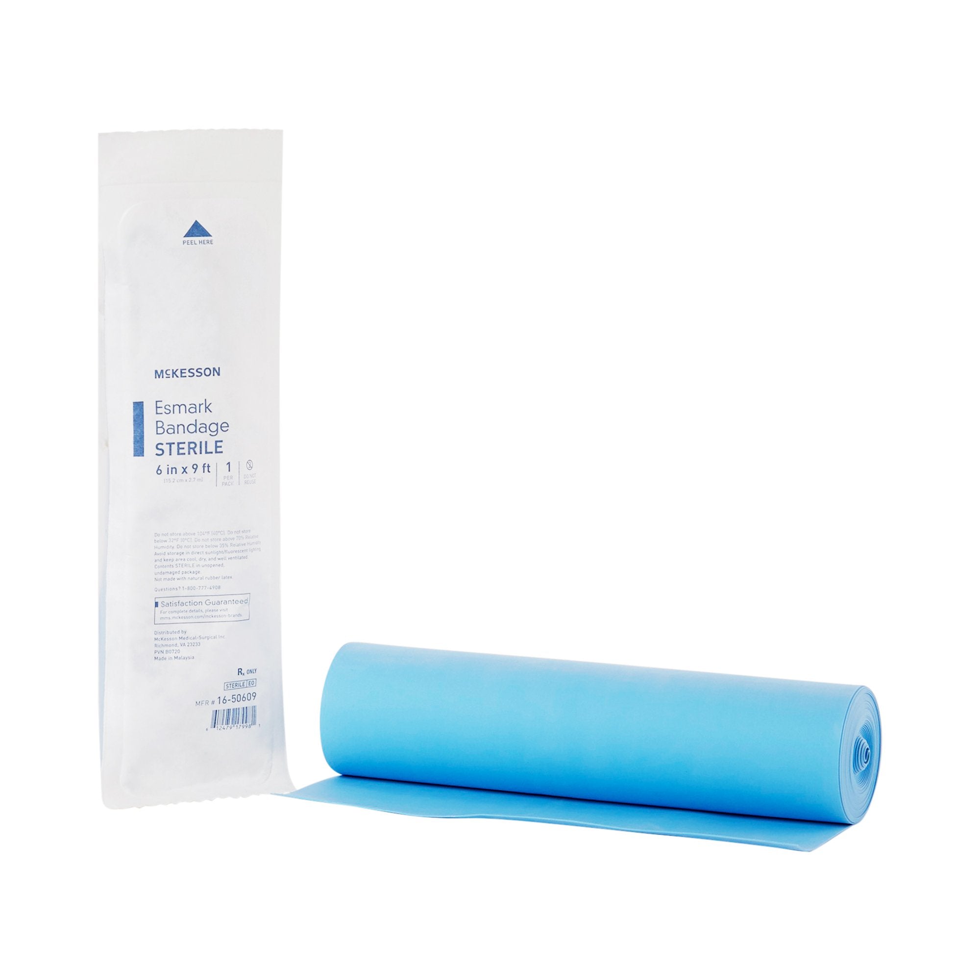 Esmark Compression Bandage McKesson 6 Inch X 3 Yard No Closure Blue Sterile High Compression, Packaging Type- Each