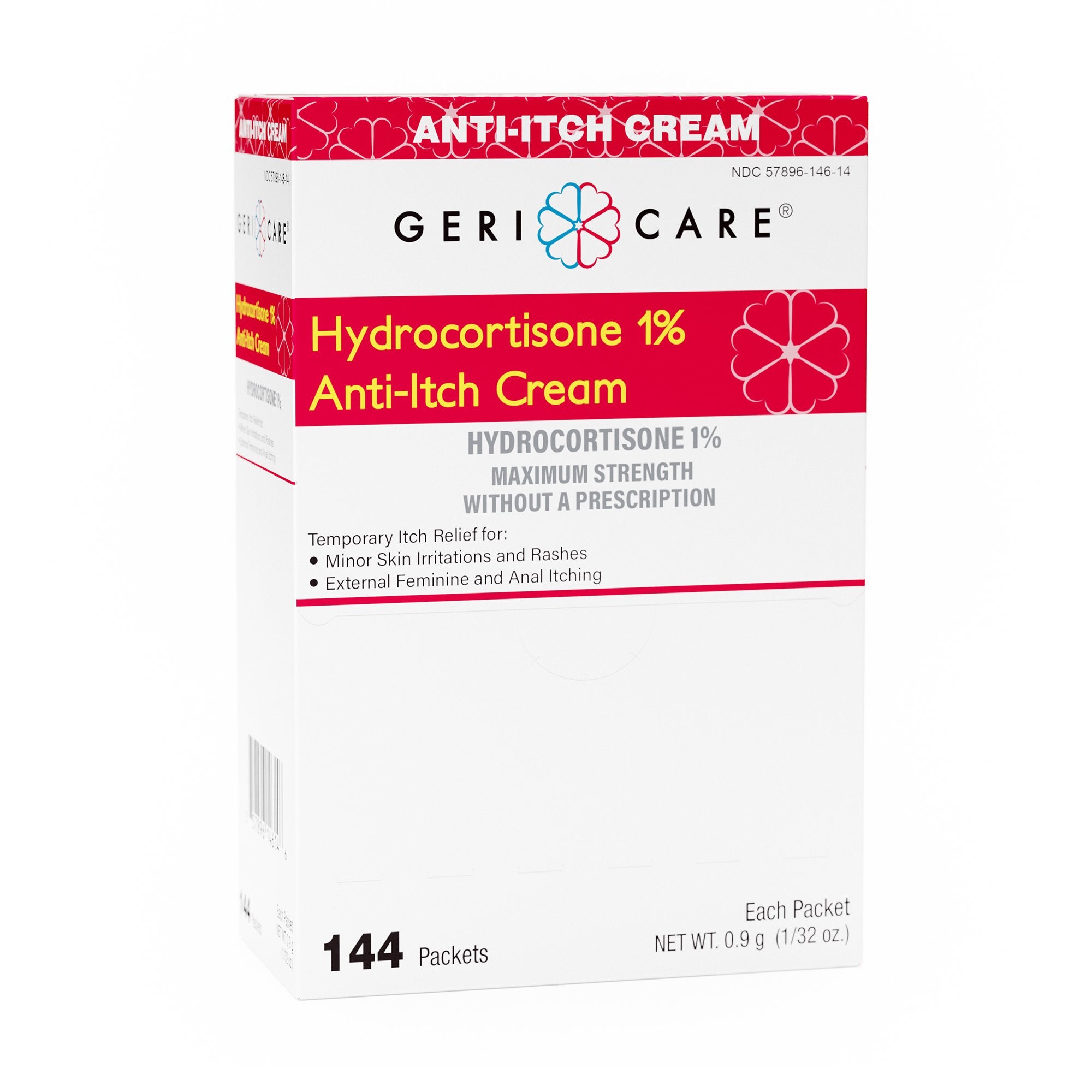 Itch Relief Geri-Care 1% Strength Cream 144 Per Box Individual Packet, Packaging Type- Box