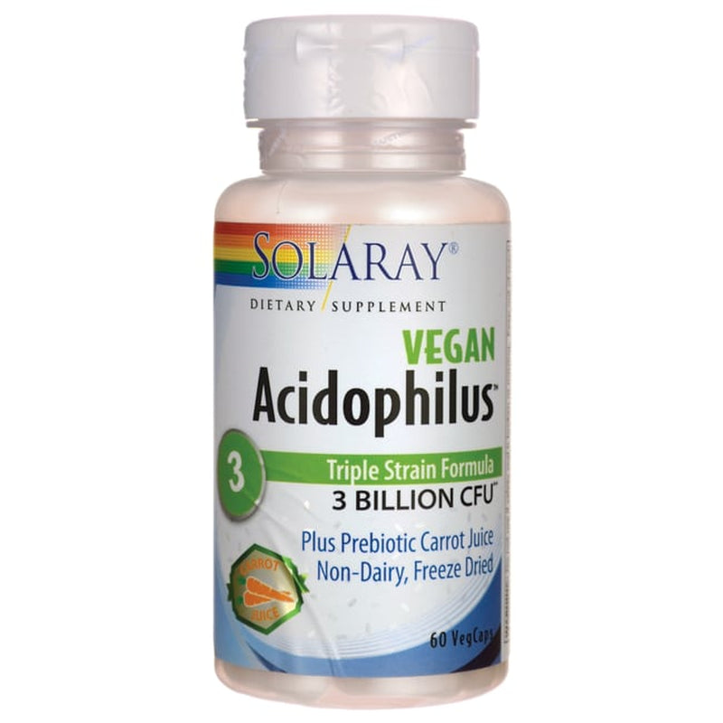 Acidophilus 3 Strain Probiotic & Prebiotic Carrot Juice | 3 Billion CFU, Vegan & Freeze Dried | 60 Vegcaps