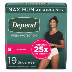 Female Adult Absorbent Underwear Depend Fresh Protection Waistband Style Small Disposable Heavy Absorbency