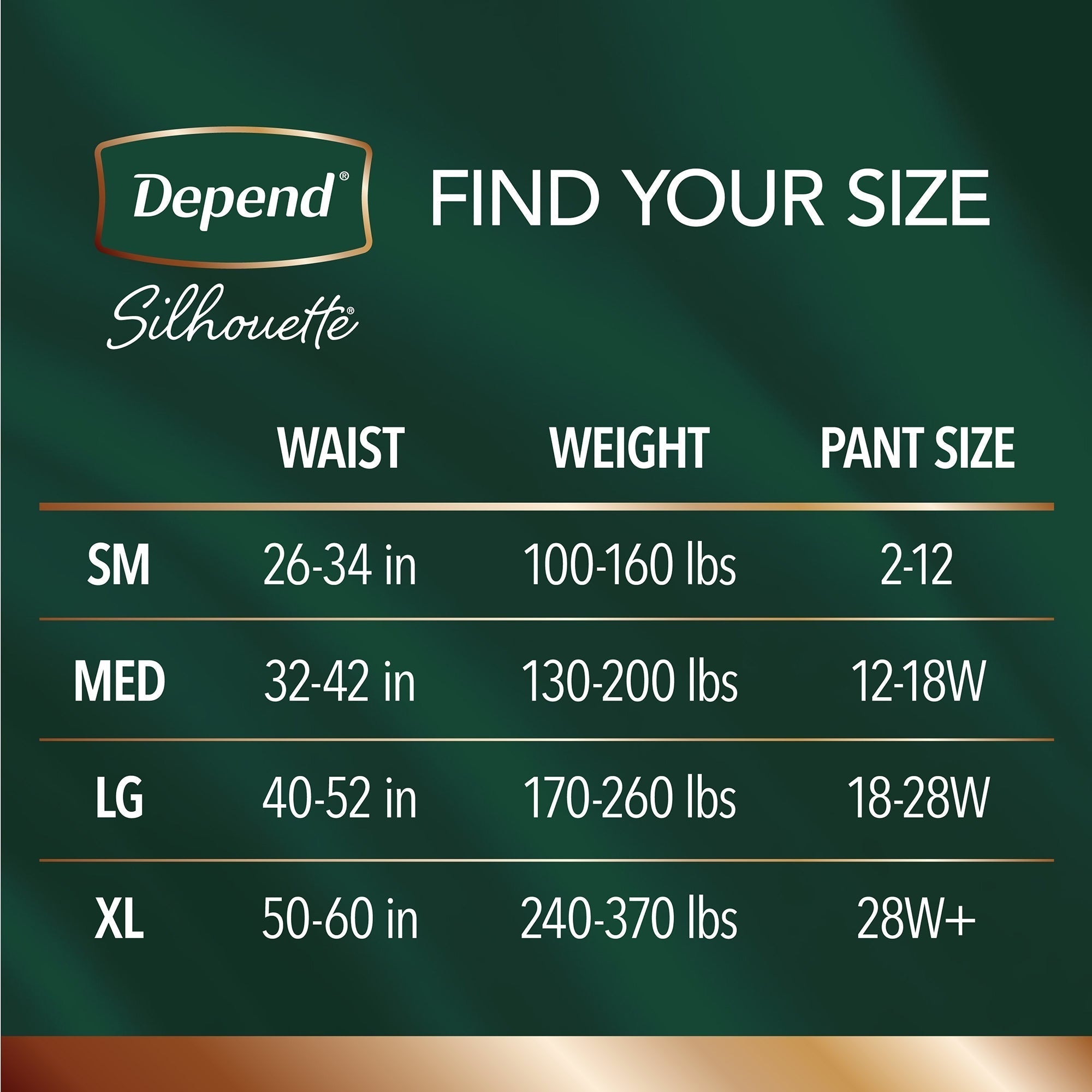 female adult absorbent underwear depend silhouette waistband style large disposable heavy absorbency packaging type case