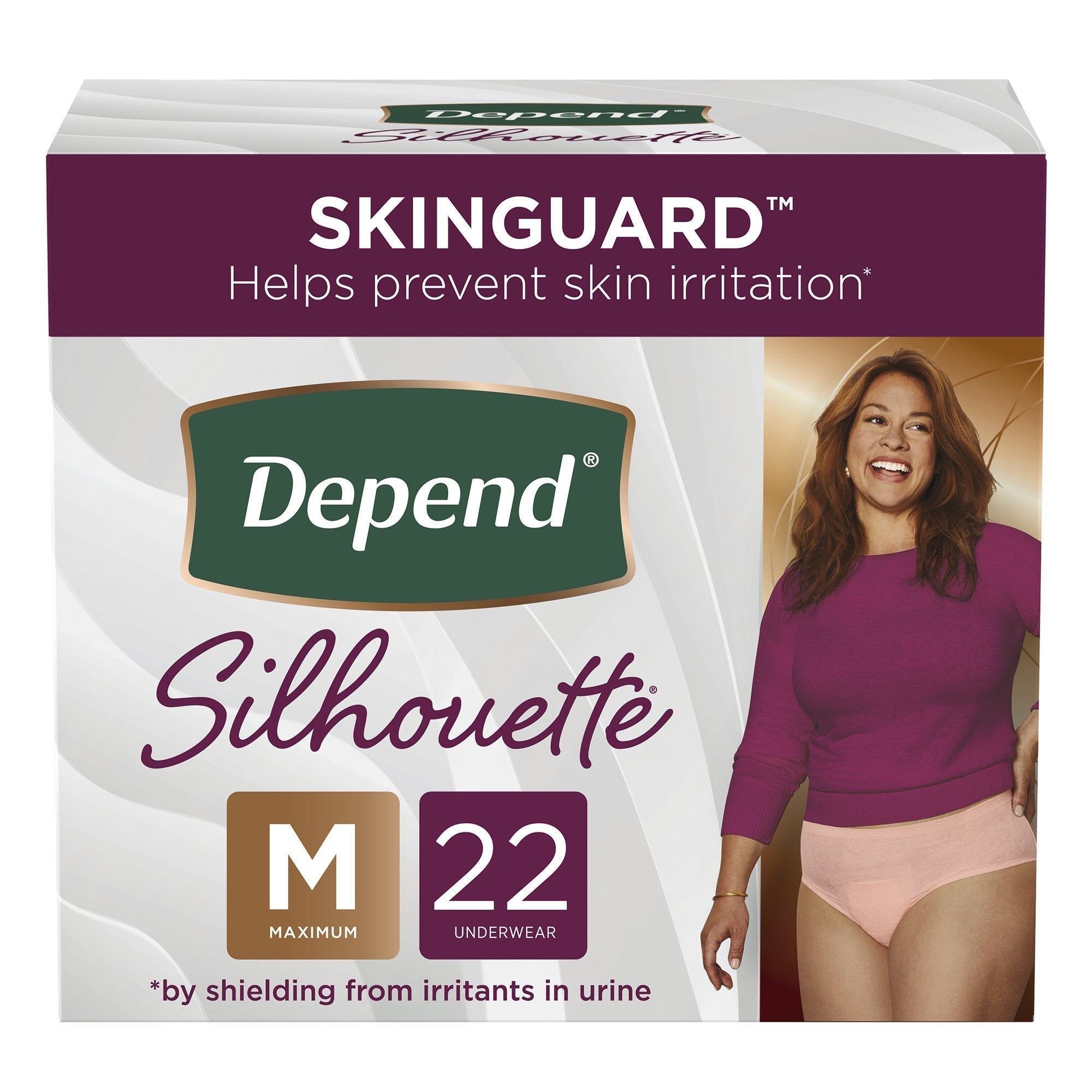 Female Adult Absorbent Underwear Depend Silhouette Waistband Style Medium Disposable Heavy Absorbency