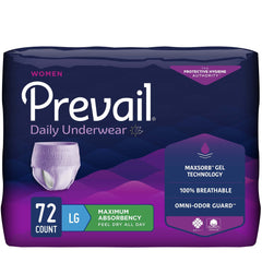 female adult absorbent underwear prevail daily underwear pull on with tear away seams large disposable heavy absorbency packaging type case