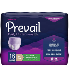 Female Adult Absorbent Underwear Prevail Daily Underwear Pull On with Tear Away Seams X Large Disposable Heavy Absorbency
