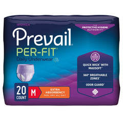 Female Adult Absorbent Underwear Prevail Per Fit Pull On with Tear Away Seams Medium Disposable Moderate Absorbency
