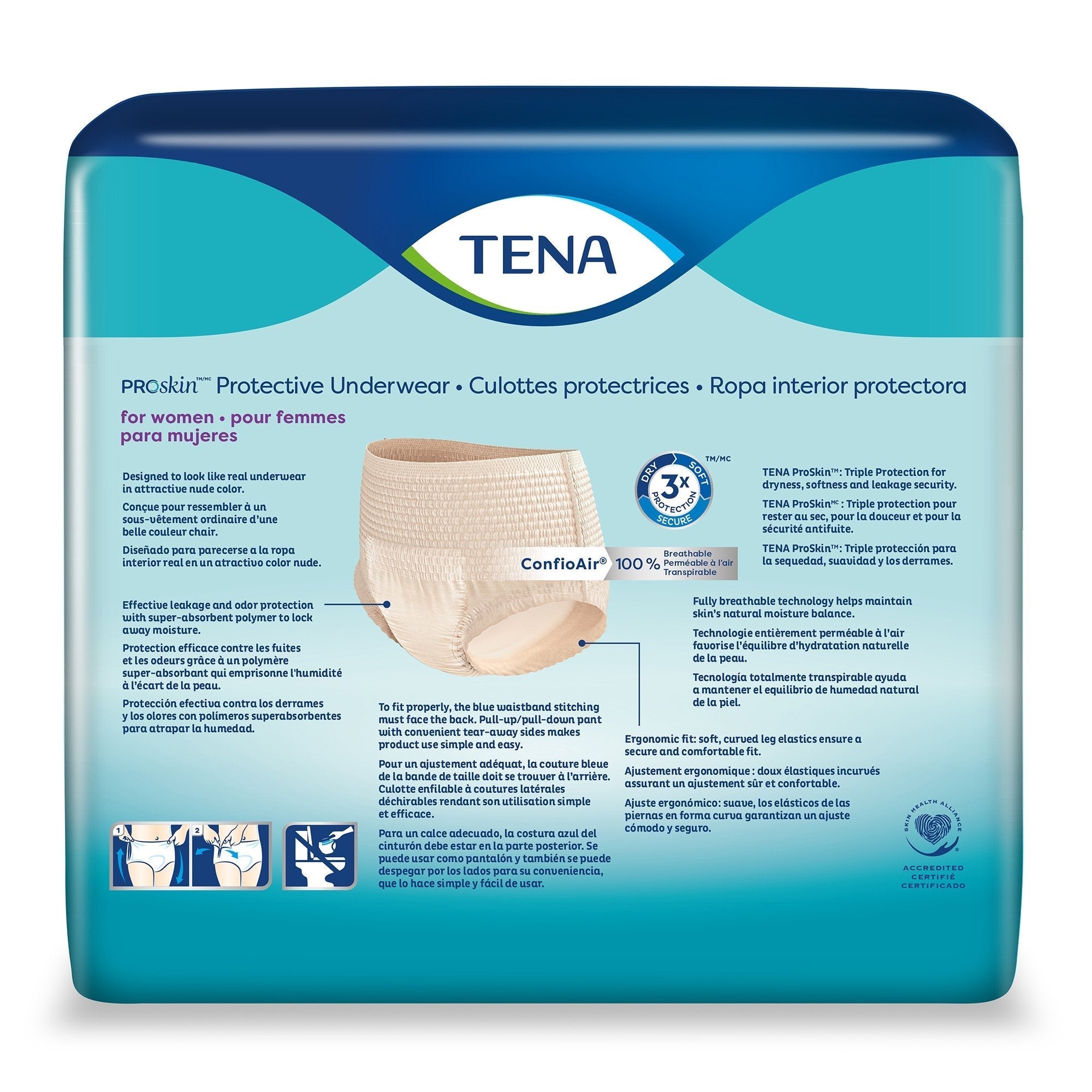 female adult absorbent underwear tena proskin protective pull on with tear away seams large disposable moderate absorbency packaging type case