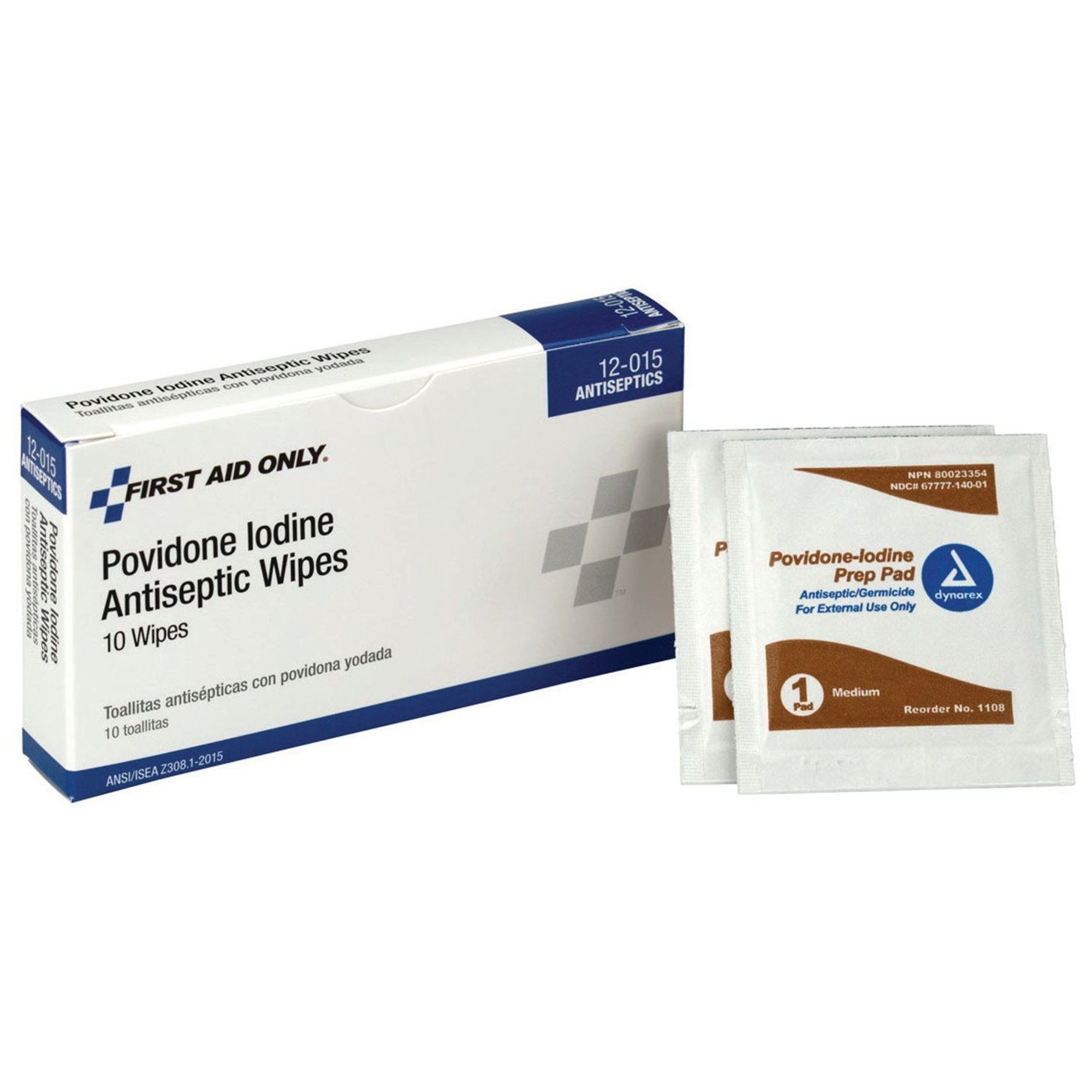 PVP Prep Pad First Aid Only 10% Strength Povidone Iodine Individual Packet Medium NonSterile, Packaging Type- Box