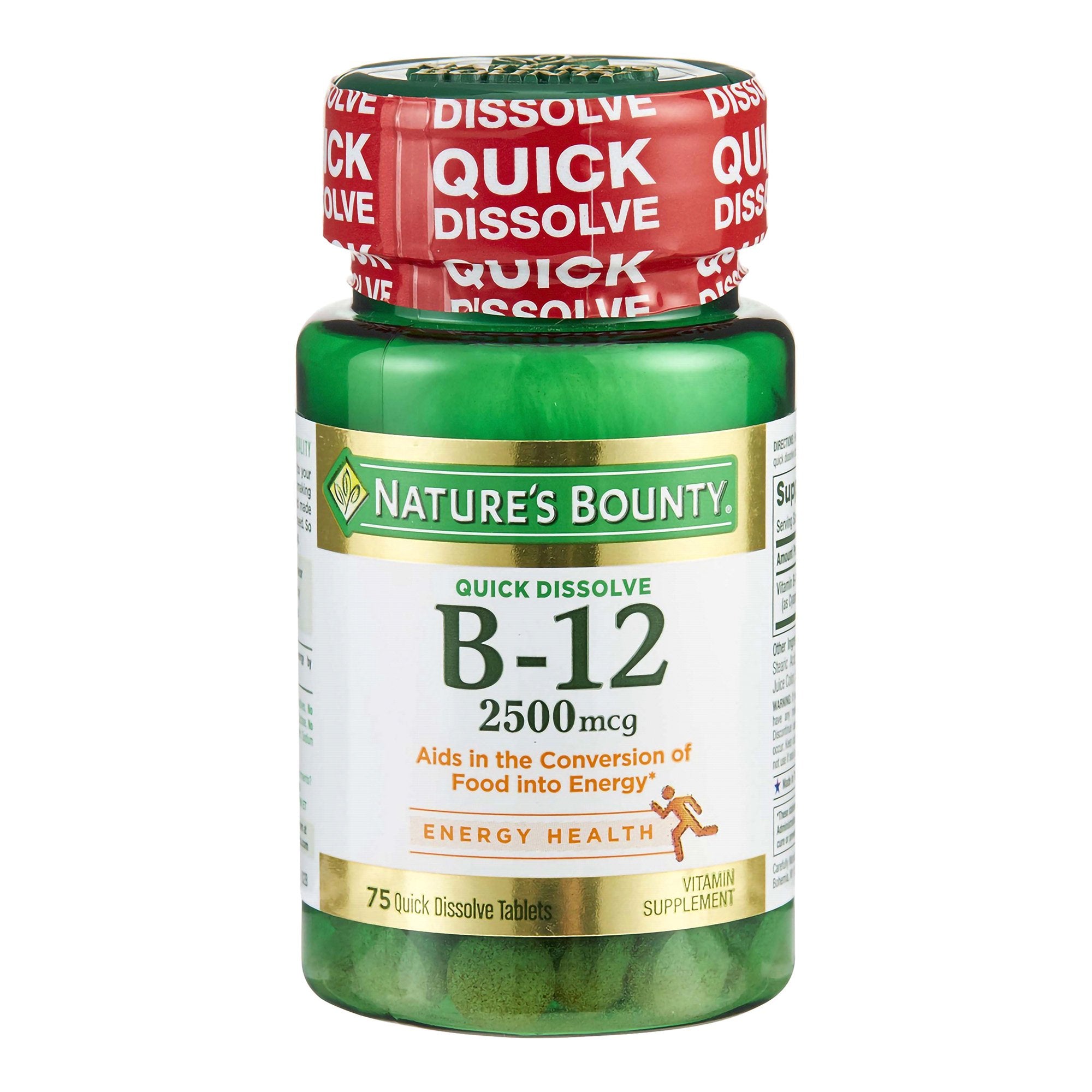 Vitamin Supplement Nature's Bounty® Vitamin B12 2,500 mcg Strength Tablet 75 per Bottle