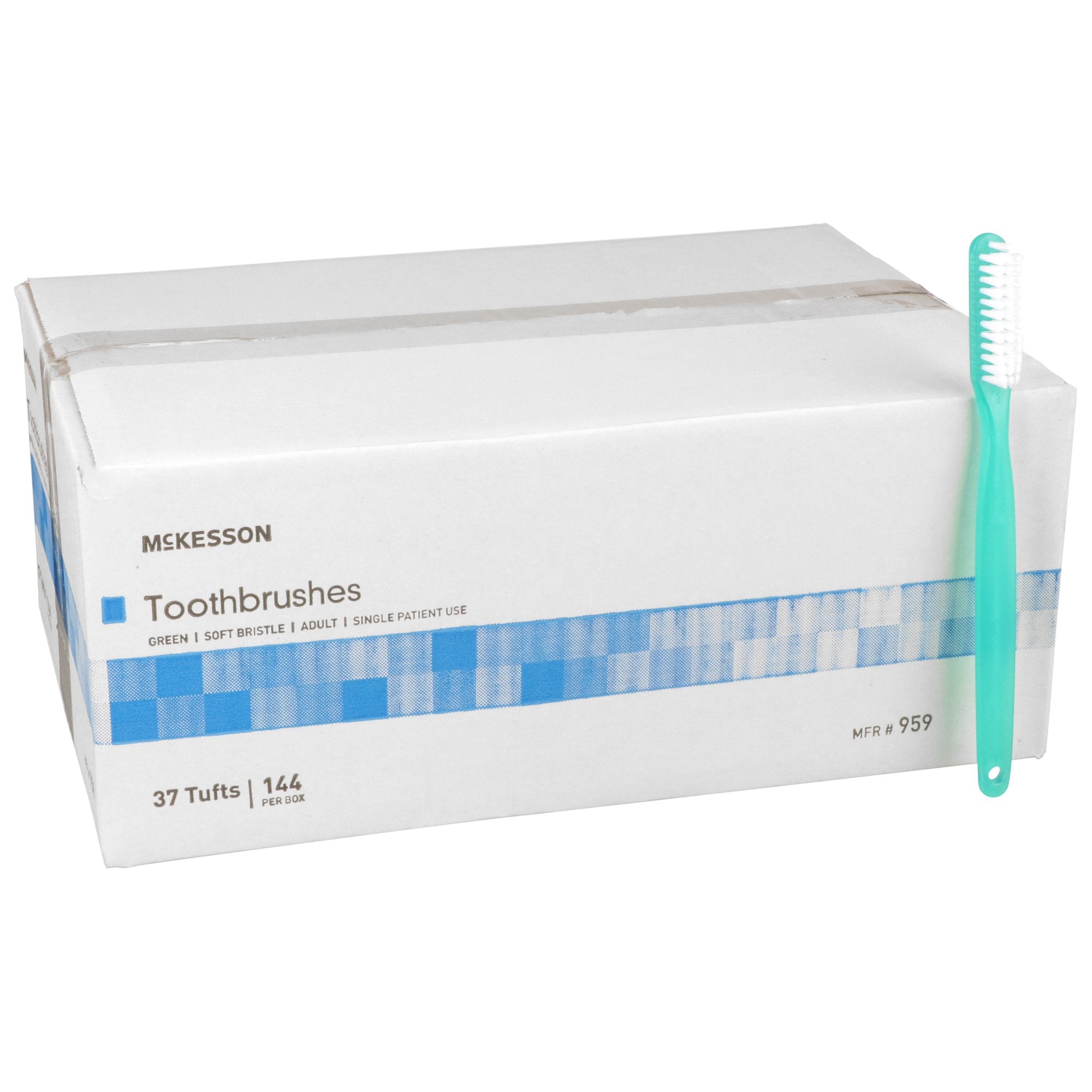 Toothbrush McKesson Green Adult Soft, Packaging Type- Box