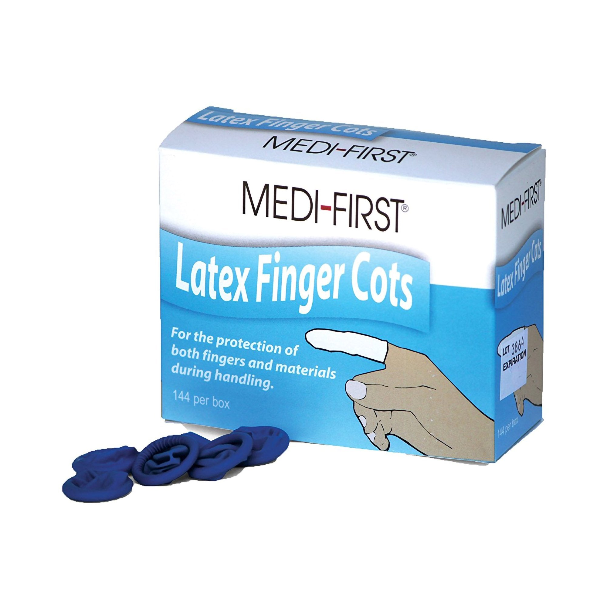Finger Cot Medi First Large 2 1/2 Inch Length Powder Free Latex NonSterile