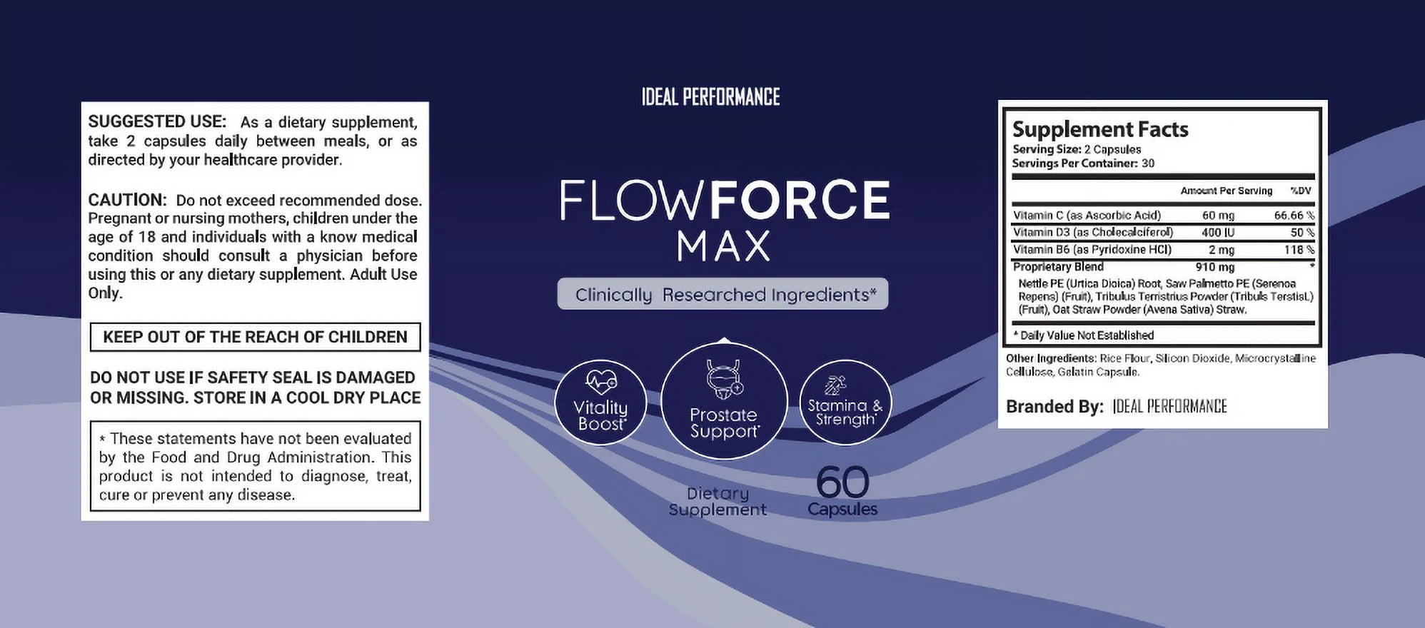 Flowforce Max  Prostate Support, Stamina, Strength Vitality Boost, 5 Pack