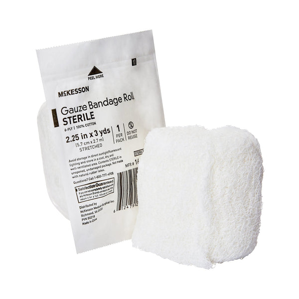 Fluff Bandage Roll McKesson 2 1/4 Inch X 3 Yard 6 Ply Sterile 1 per Pouch