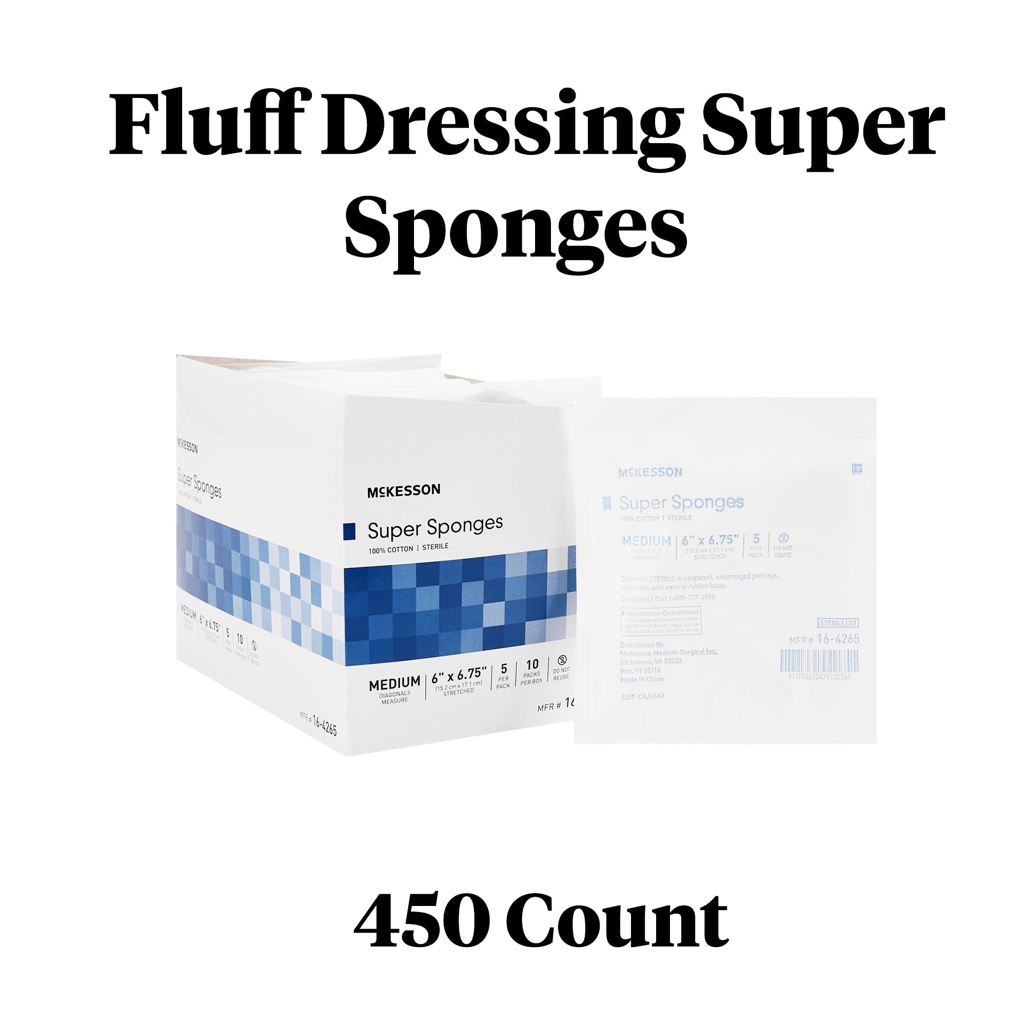 fluff dressing mckesson 6 x 6 3 4 inch sterile 5 per pack packaging type box