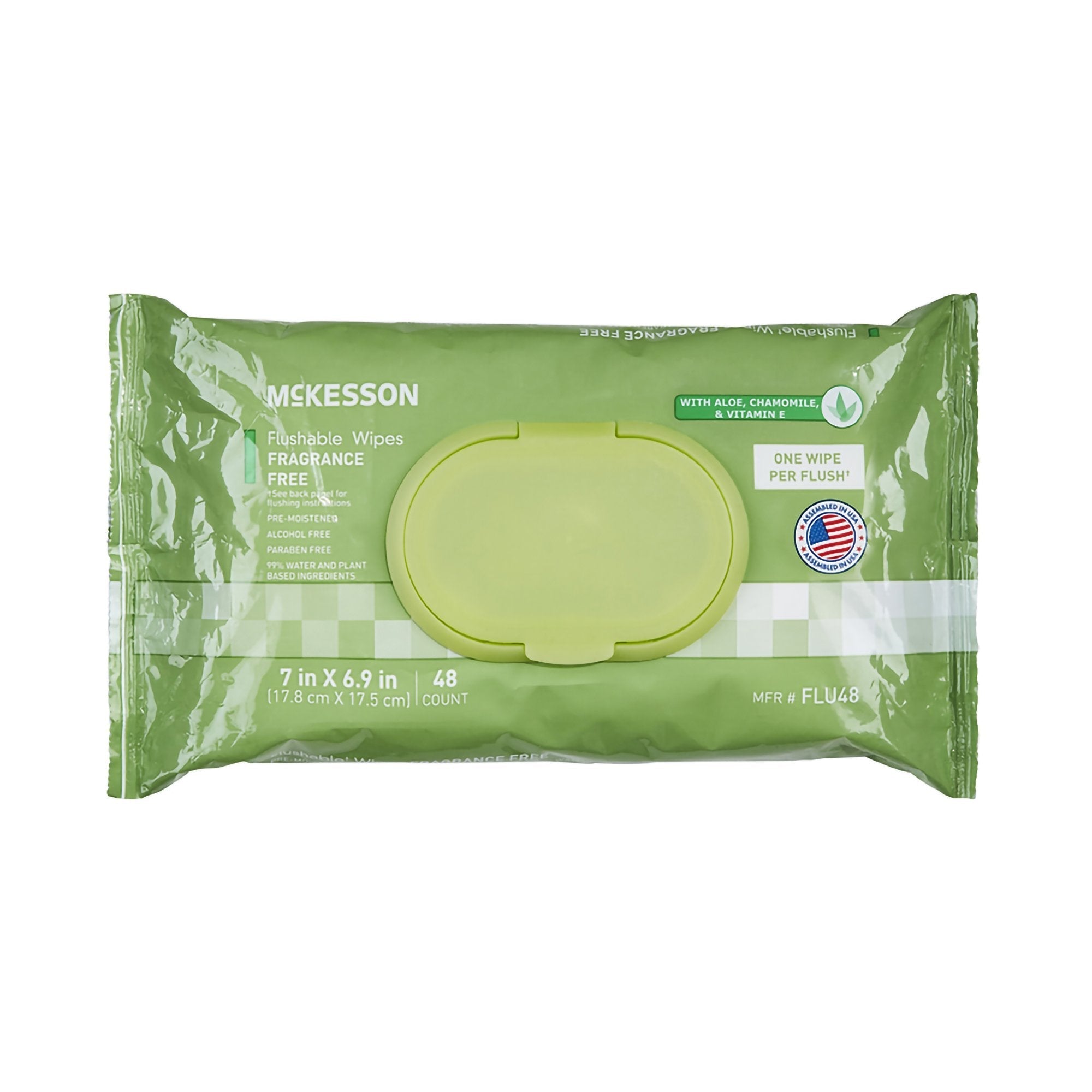 Flushable Personal Wipe McKesson Soft Pack Unscented 48 Count