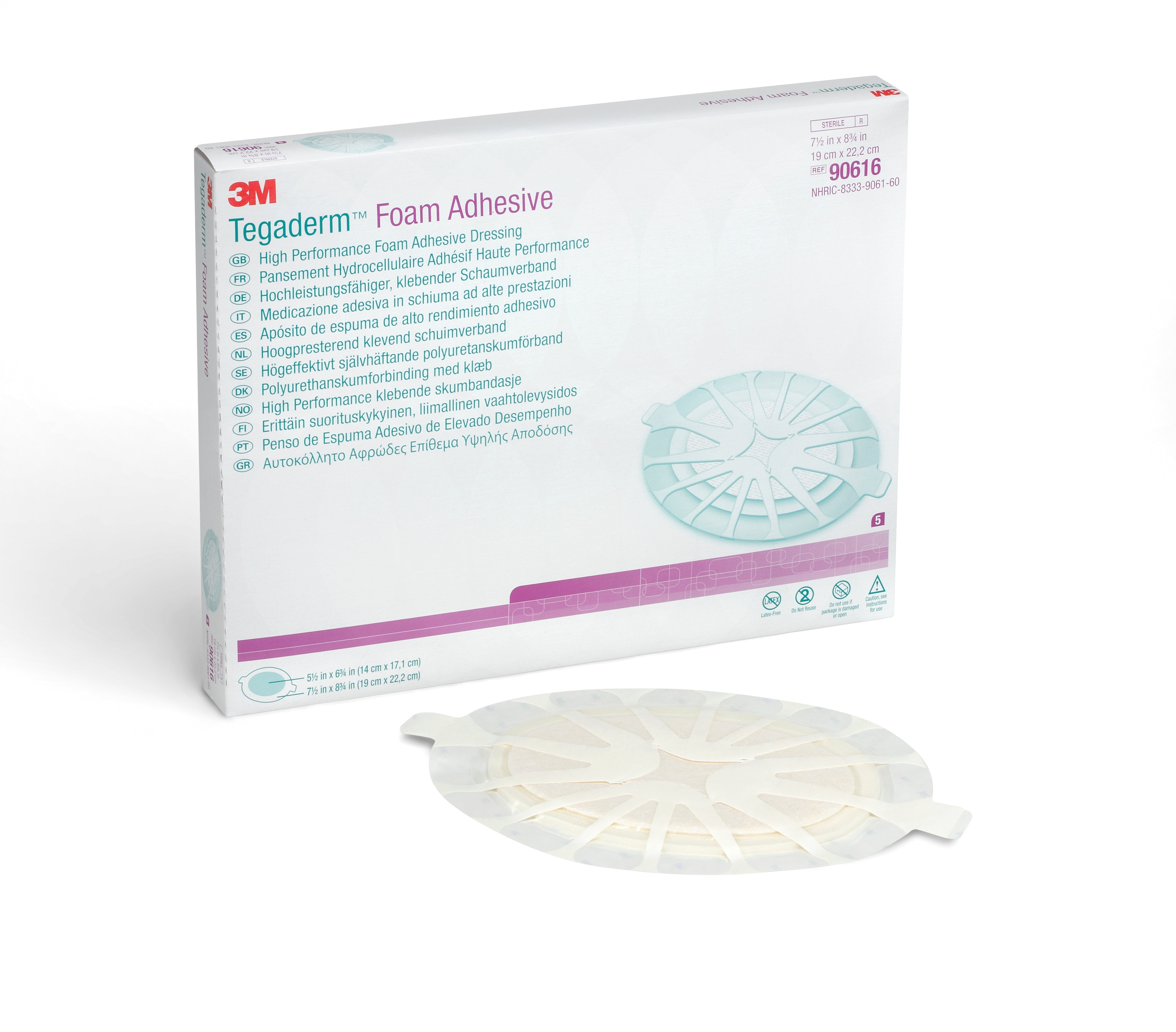 Foam Dressing 3M Tegaderm High Performance 7 1/2 X 8 3/4 Inch With Border Film Backing Acrylic Adhesive Oval Sterile