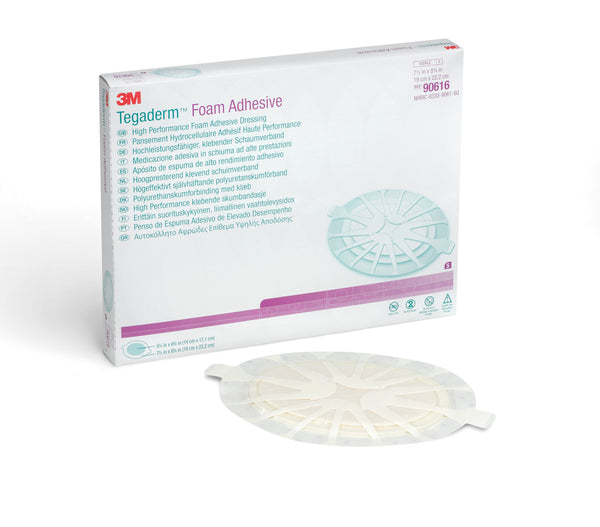 Foam Dressing 3M Tegaderm High Performance 7 1/2 X 8 3/4 Inch With Border Film Backing Acrylic Adhesive Oval Sterile