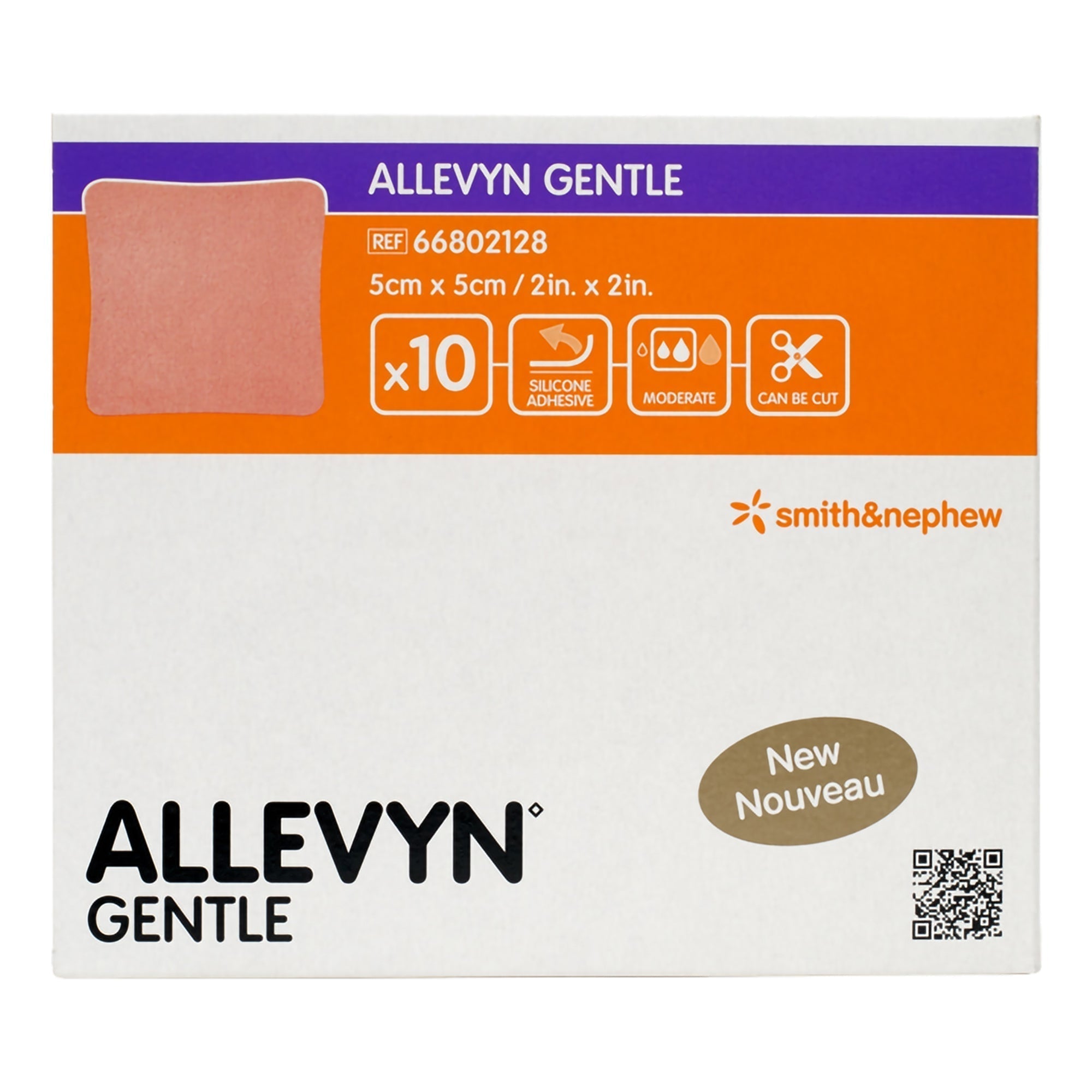 foam dressing allevyn gentle 2 x 2 inch without border film backing silicone adhesive square sterile 1