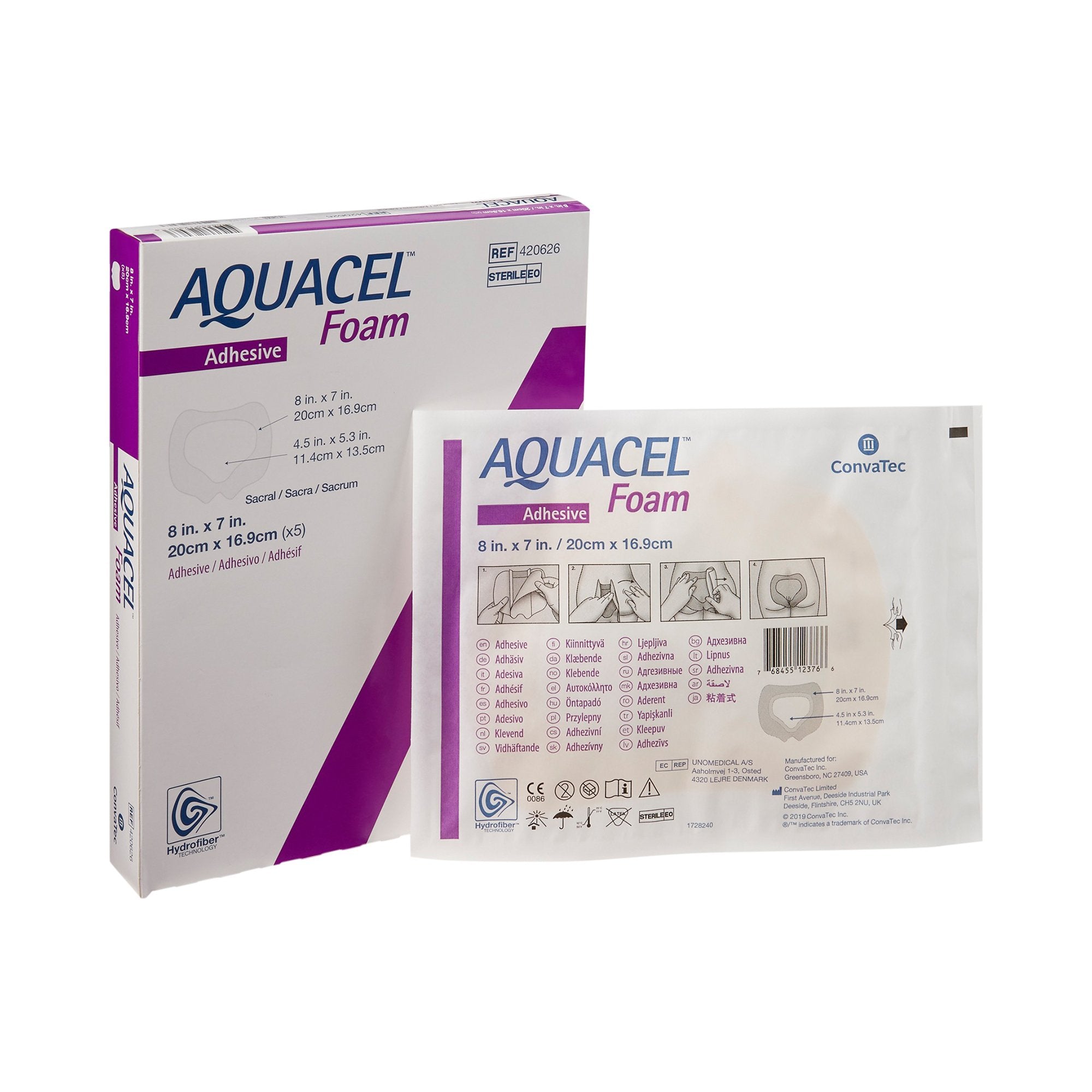 Foam Dressing Aquacel 7 X 8 Inch With Border Waterproof Film Backing Silicone Adhesive Sacral Sterile