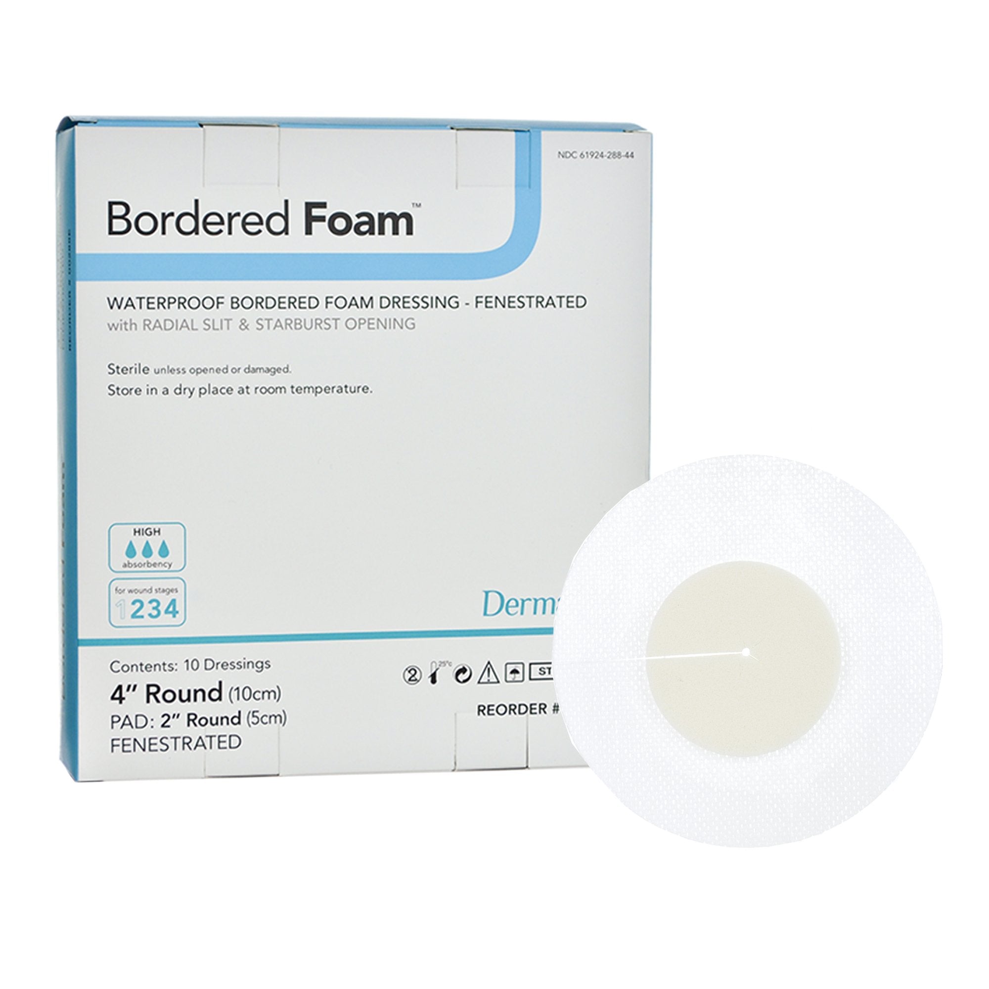 Foam Dressing BorderedFoam 4 Inch Diameter With Border Waterproof Backing Nonacrylic Adhesive Fenestrated Round Sterile