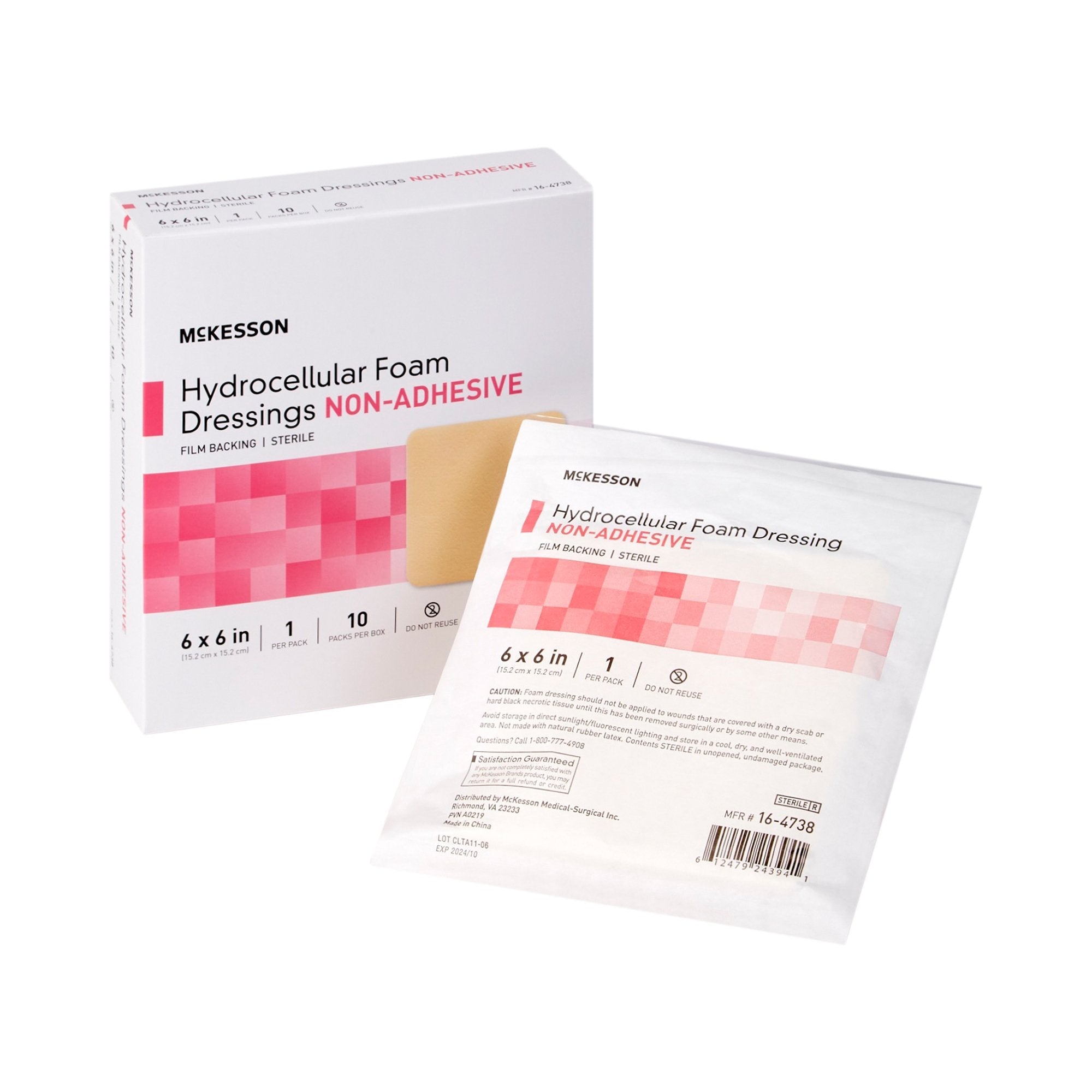 Foam Dressing McKesson 6 X 6 Inch Without Border Film Backing Nonadhesive Square Sterile
