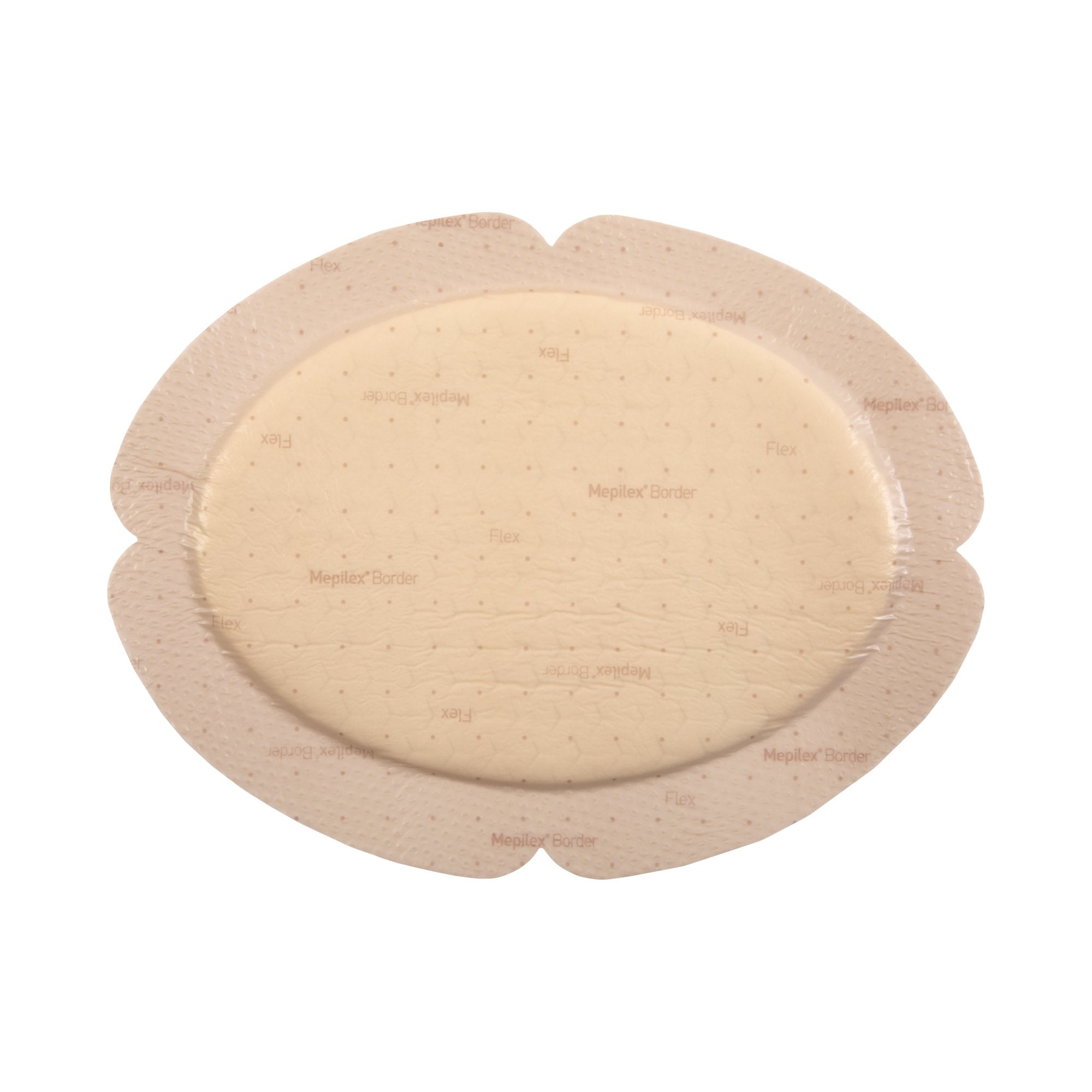Foam Dressing Mepilex Border Flex 5.1 X 6.3 Inch With Border Film Backing Silicone Adhesive Oval Sterile