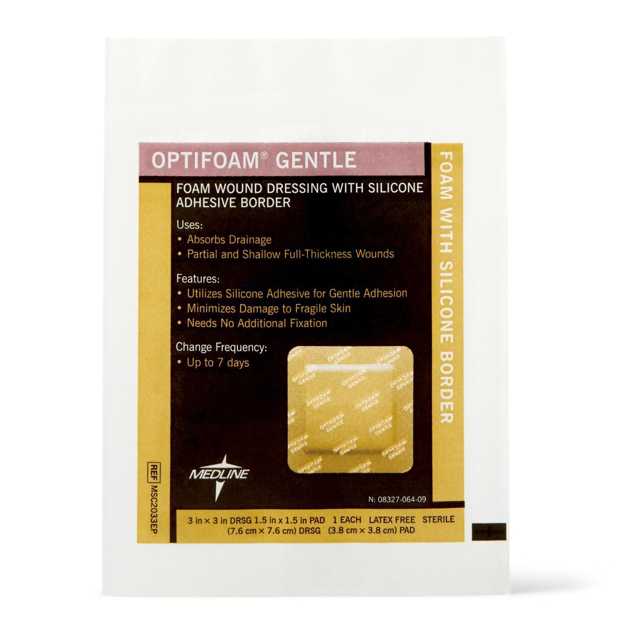 foam dressing optifoam gentle 3 x 3 inch with border waterproof backing silicone border square sterile