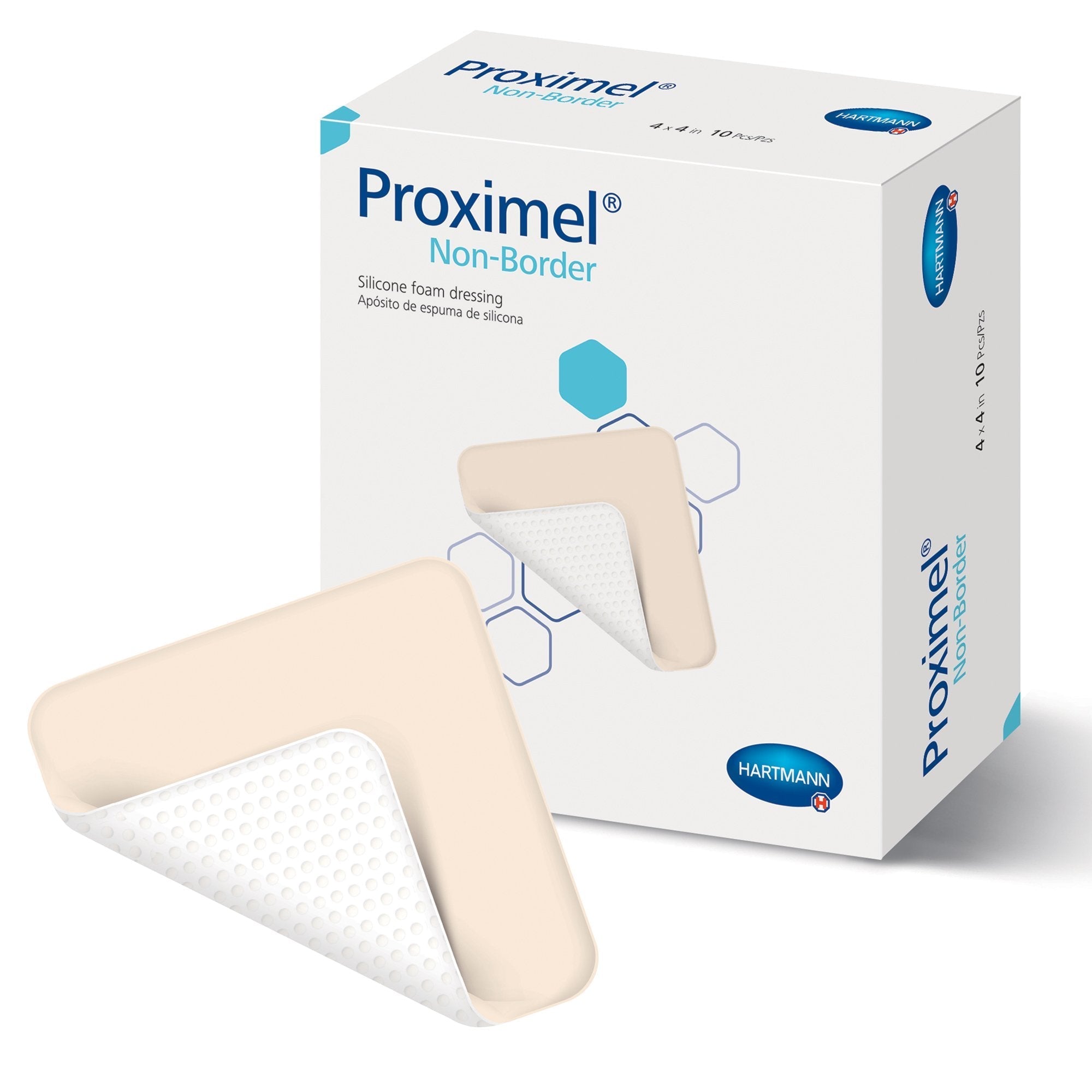 Foam Dressing Proximel Non Border 4 X 4 Inch Without Border Waterproof Backing Silicone Face Square Sterile