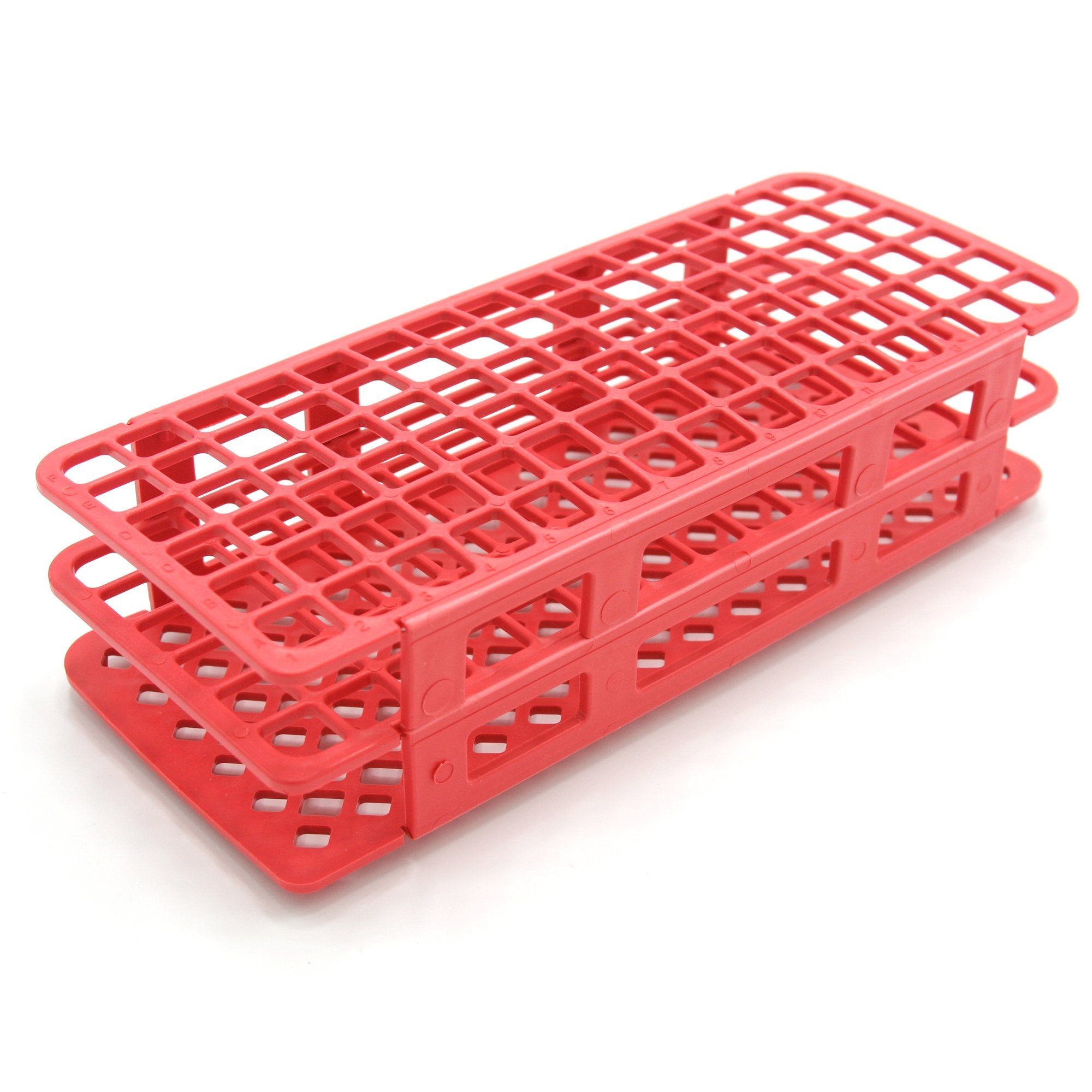Fold and Snap Test Tube Rack 90 Place 5 to 10 mL Tube Size Red 2 2/5 X 4 1/8 X 9 2/3 Inch