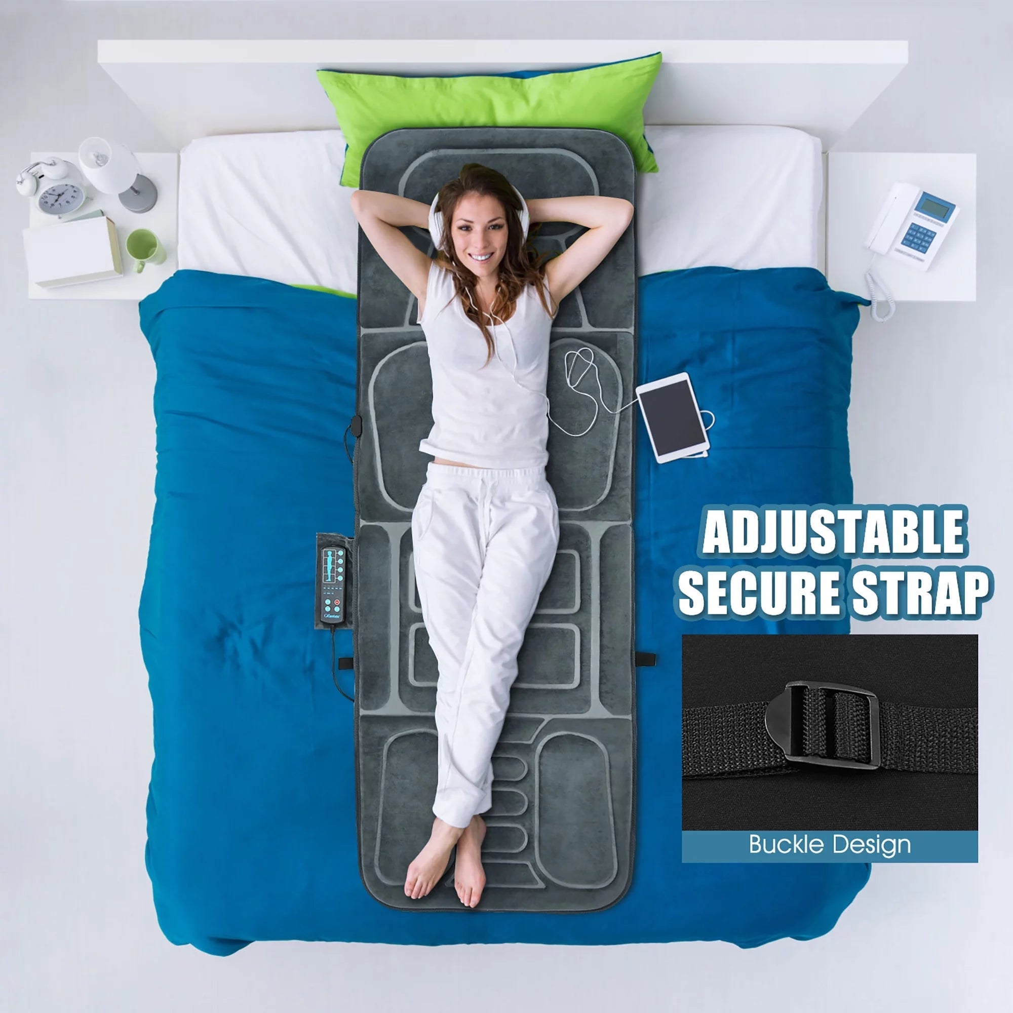 Foldable Massage Mat Full Body Massager with Heat & 10 Vibration Motors