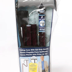 folding cane alum w gel grip red crackle