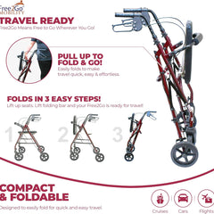 free2gotm rollator burgundy toilet seat walker frame