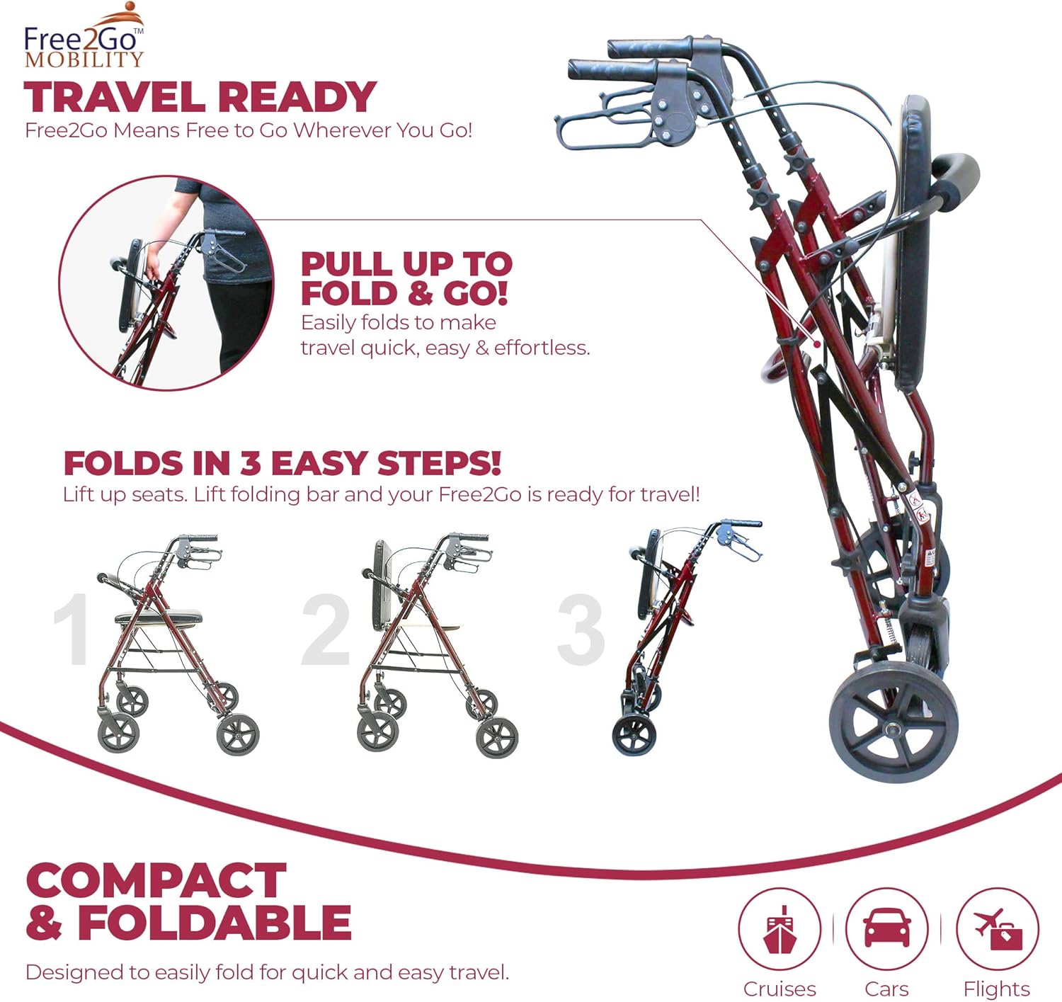 free2gotm rollator burgundy toilet seat walker frame