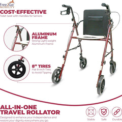 free2gotm rollator burgundy toilet seat walker frame