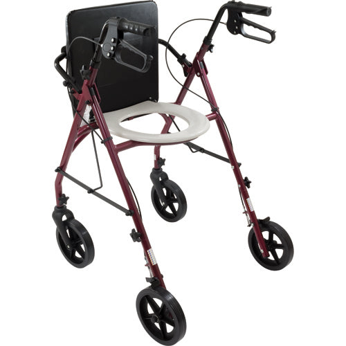 Free2Go Mobility Rollator For Seniors and Elders, Wheel size 8 inch With Adjustable Handle Height: 33-1/2" - 38" Weight Capacity 300lbs,Burgundy Color, Foldable , 11036