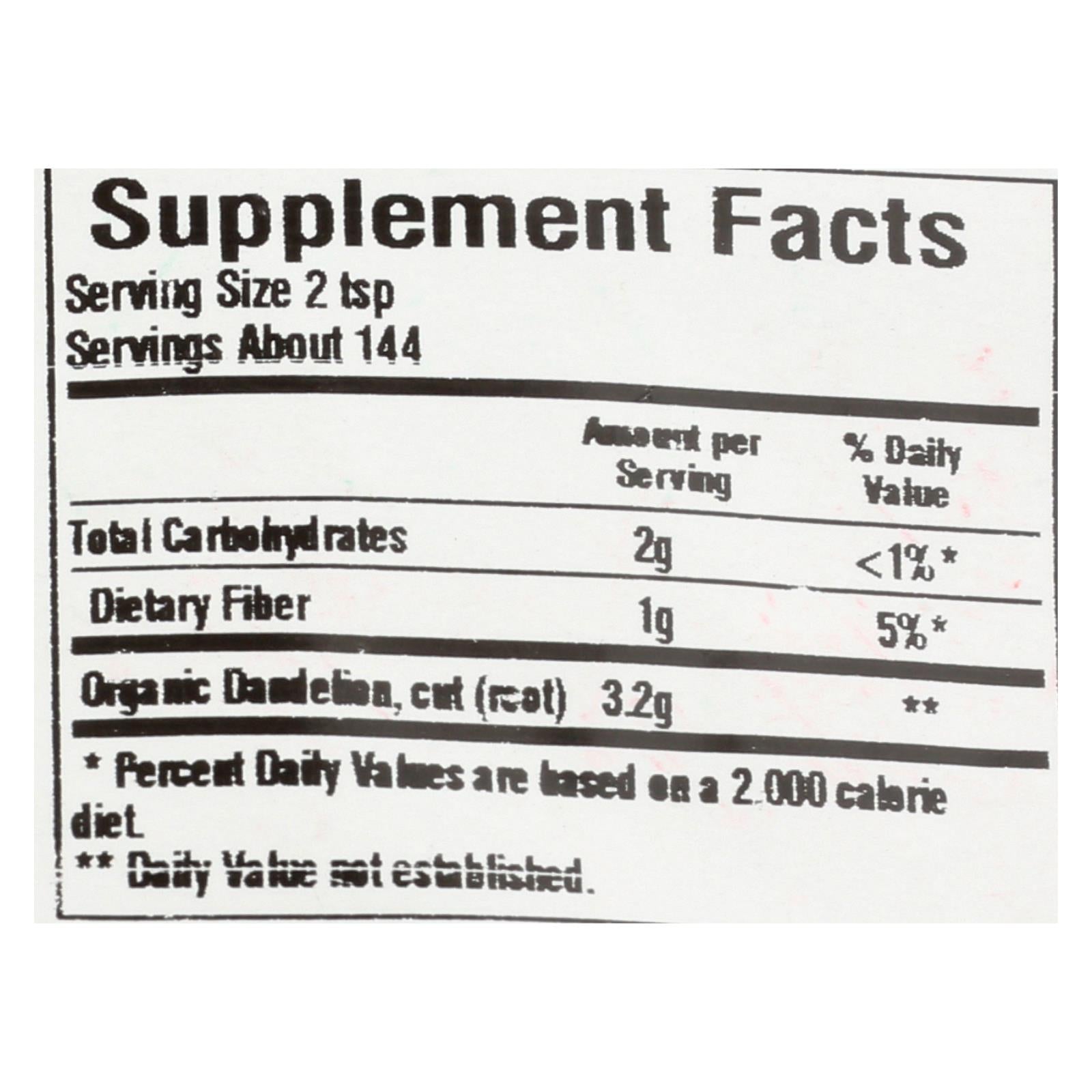 frontier herb dandelion root organic cut and sifted single bulk item 1lb