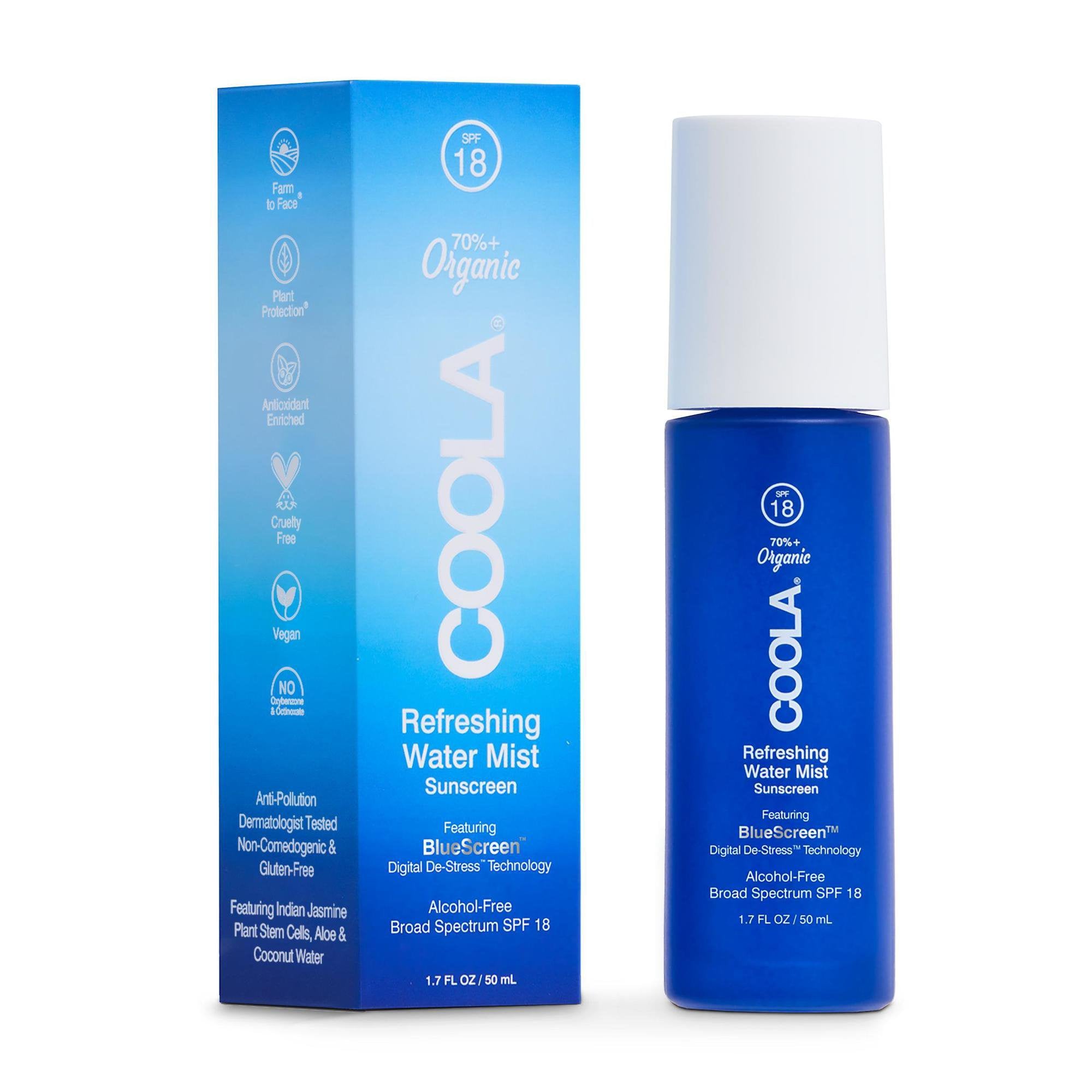 Sunscreen COOLA Refreshing Water Mist SPF 18 Liquid 1.7 oz. Bottle, Packaging Type- Case