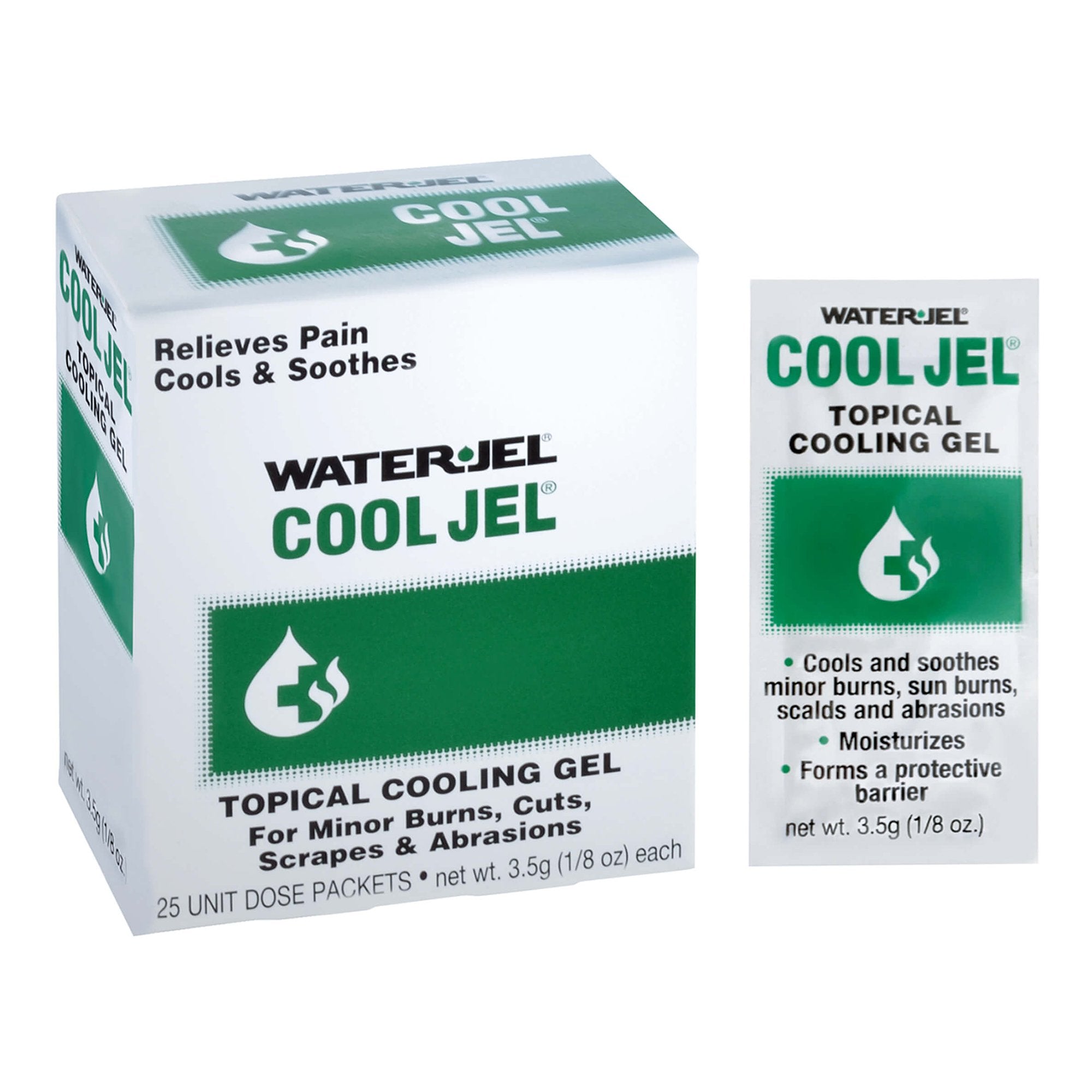 Burn Relief Water Jel Cool Jel Topical Gel 3.5 Gram Individual Packet, Packaging Type- Box