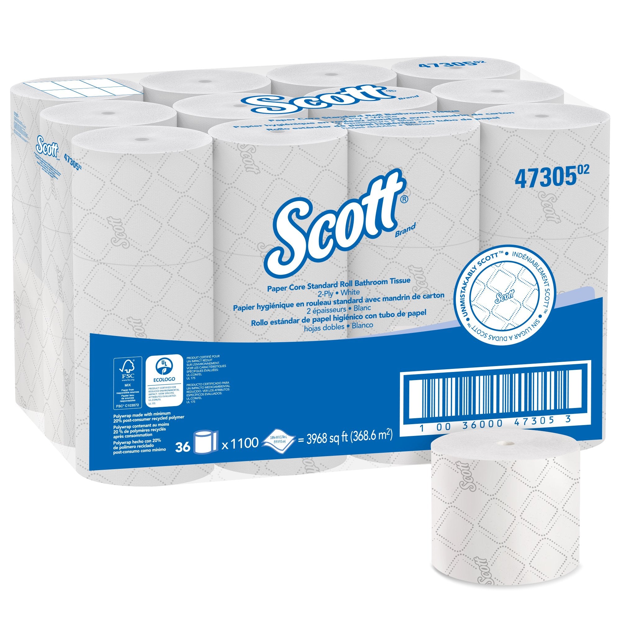 Toilet Tissue Scott Pro White 2-Ply Standard Size Cored Roll 1100 Sheets 3-7/10 X 3-9/10 Inch, Packaging Type- Case