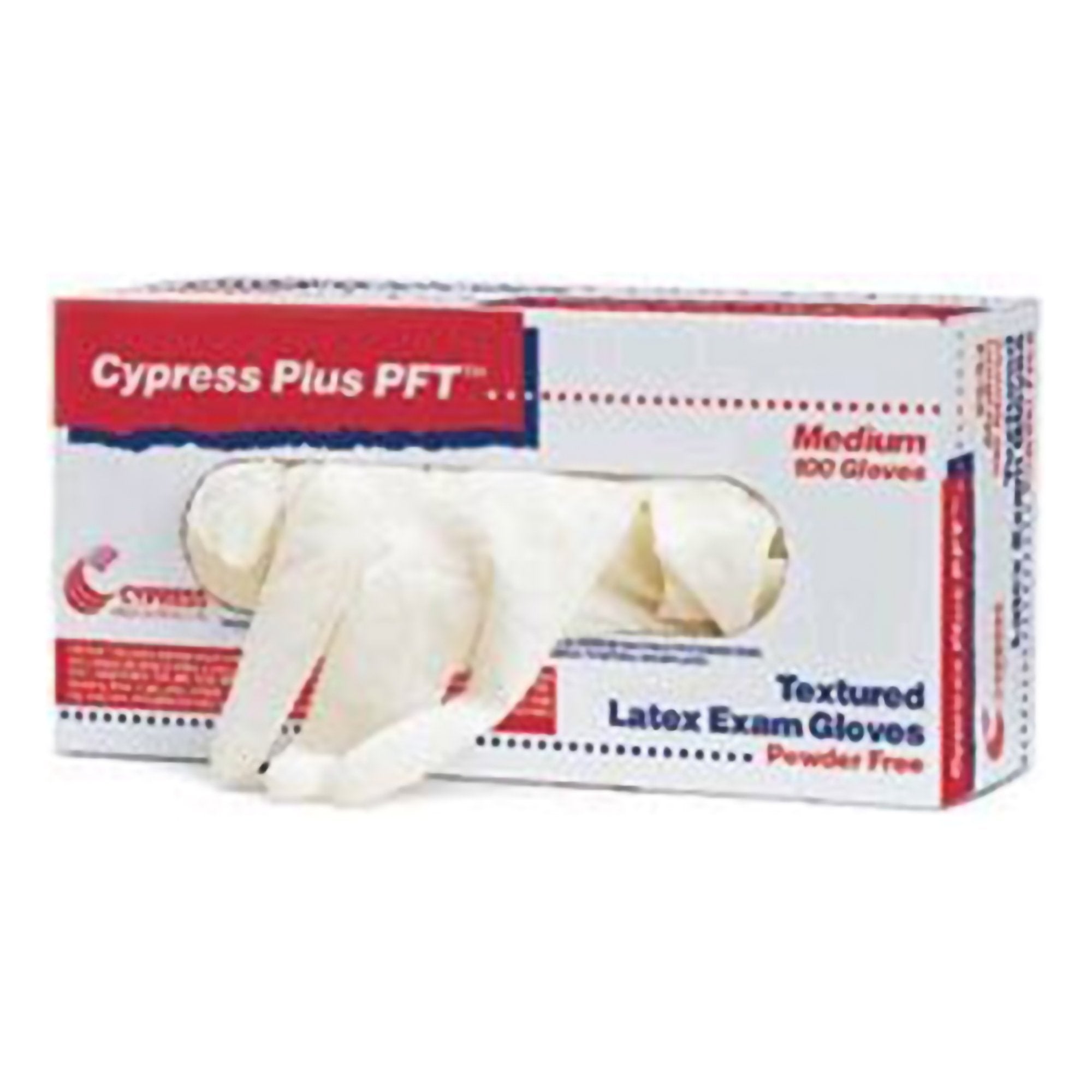 Exam Glove Cypress Plus PFT Large NonSterile Latex Standard Cuff Length Fully Textured Ivory Not Rated