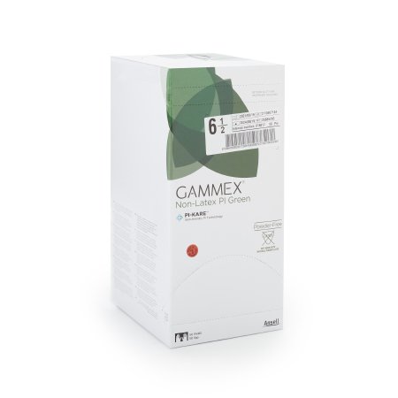 gammex non latex pi green polyisoprene surgical glove size 6 5 light green gammex non latex pi green surgical glove mk648142bx