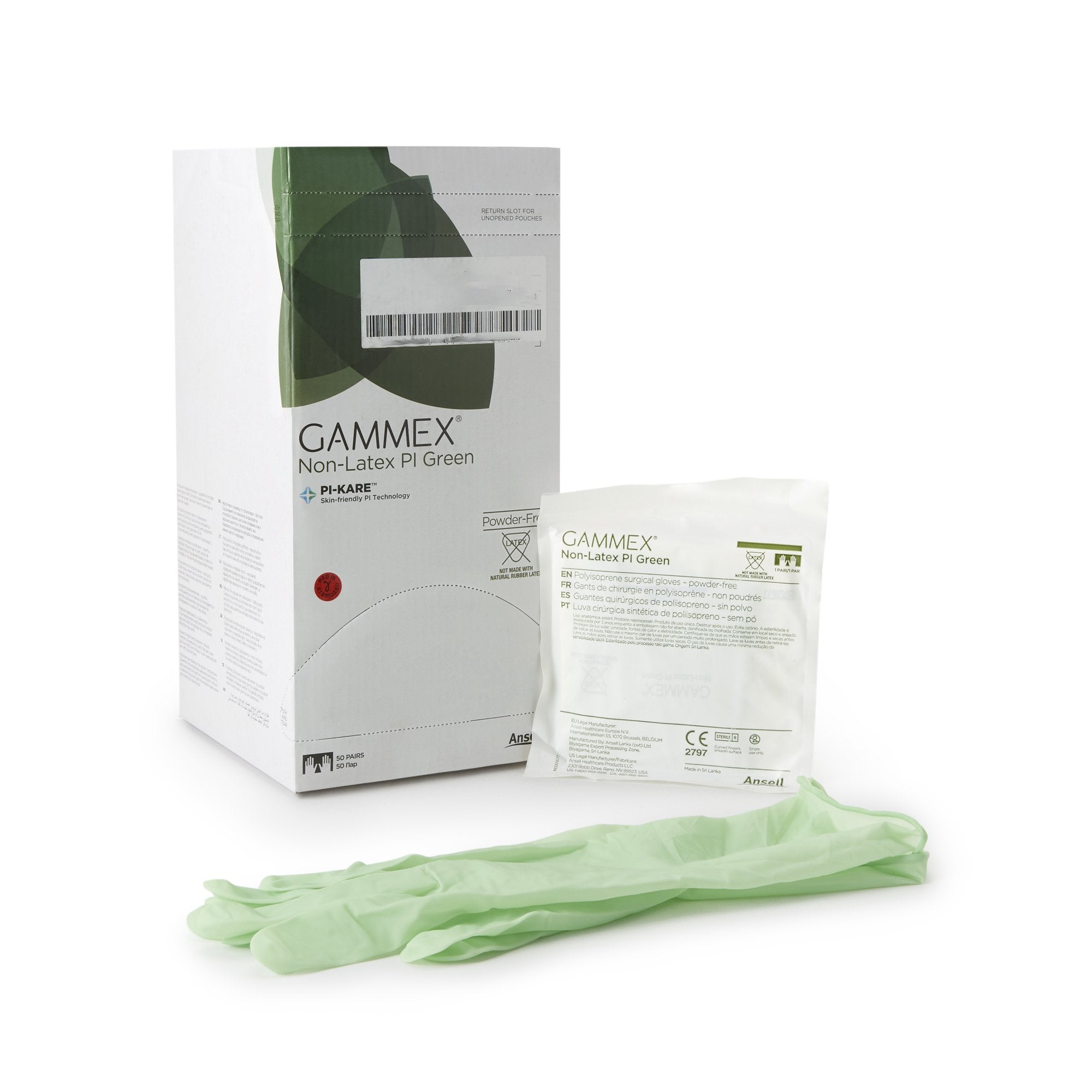 Surgical Glove GAMMEX Non Latex PI Green Size 8 Sterile Polyisoprene Standard Cuff Length Micro Textured Light Green Chemo Tested