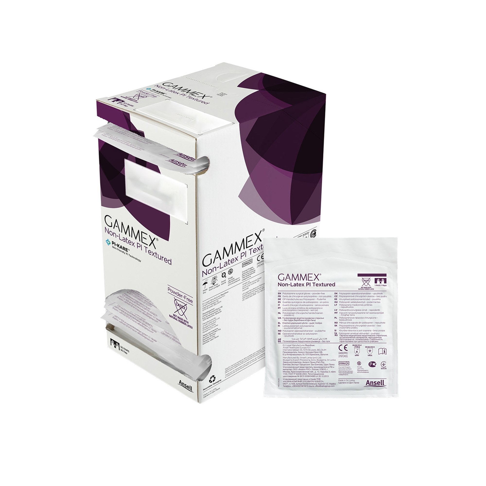 Surgical Glove GAMMEX Non Latex PI Textured Size 8.5 Sterile Polyisoprene Standard Cuff Length Fully Textured White Chemo Tested